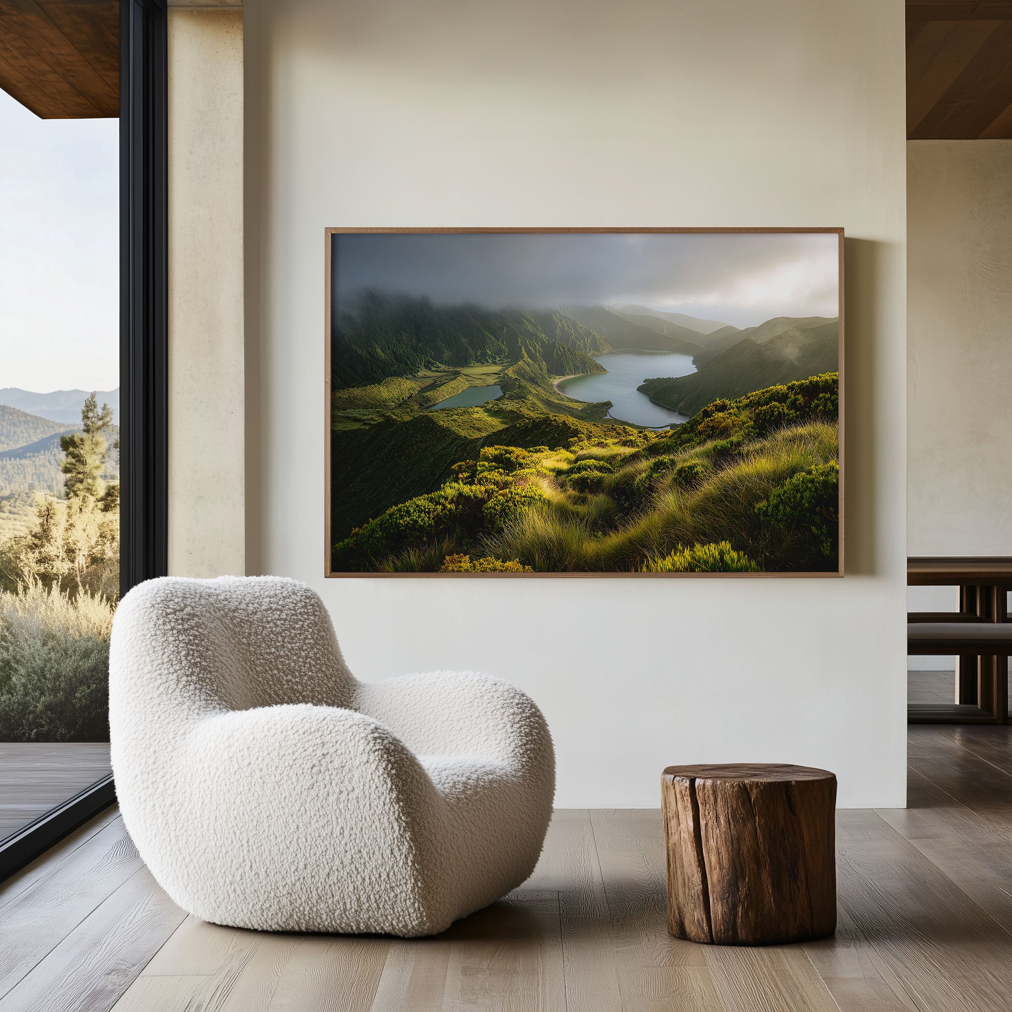 Azores Sete Cidades Lagoon Wall Art Print – Portugal Volcanic Landscape Canvas