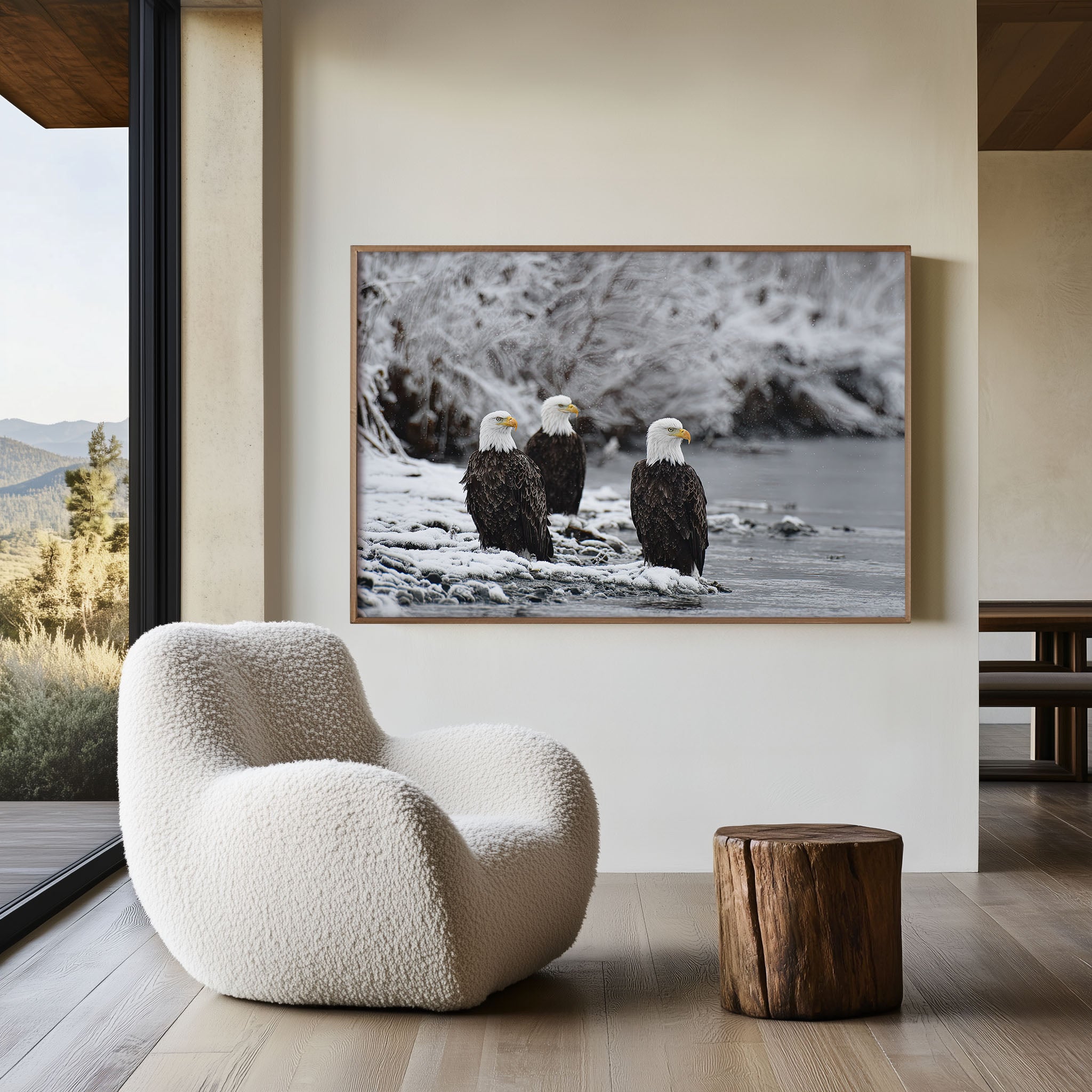 Bald Eagles Wall Art – Winter River Wildlife Photography Print
