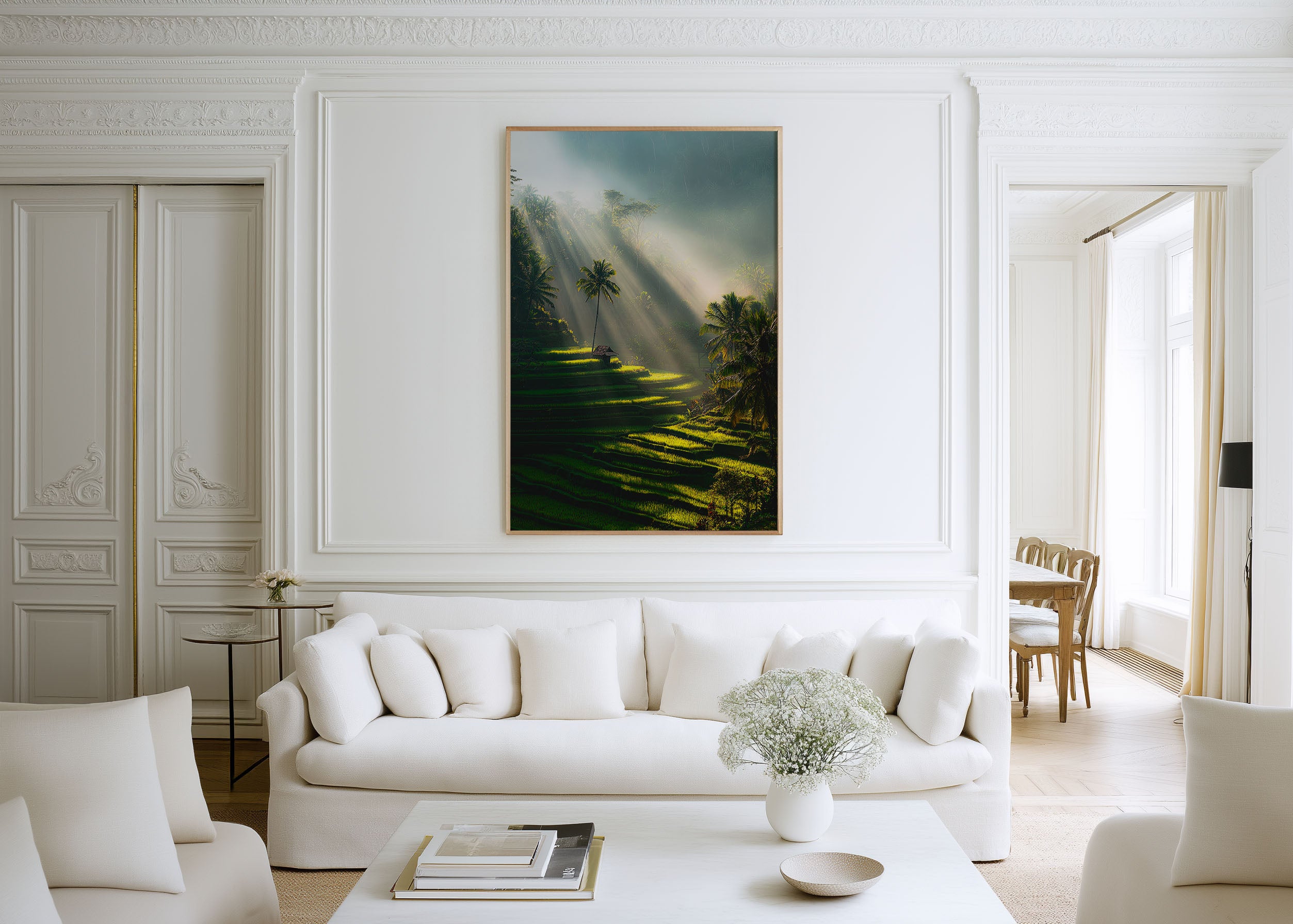 Bali Ubud Rice Terraces Sun Rays Wall Art | Indonesia Tropical Jungle Landscape Print | Bali Travel Photography