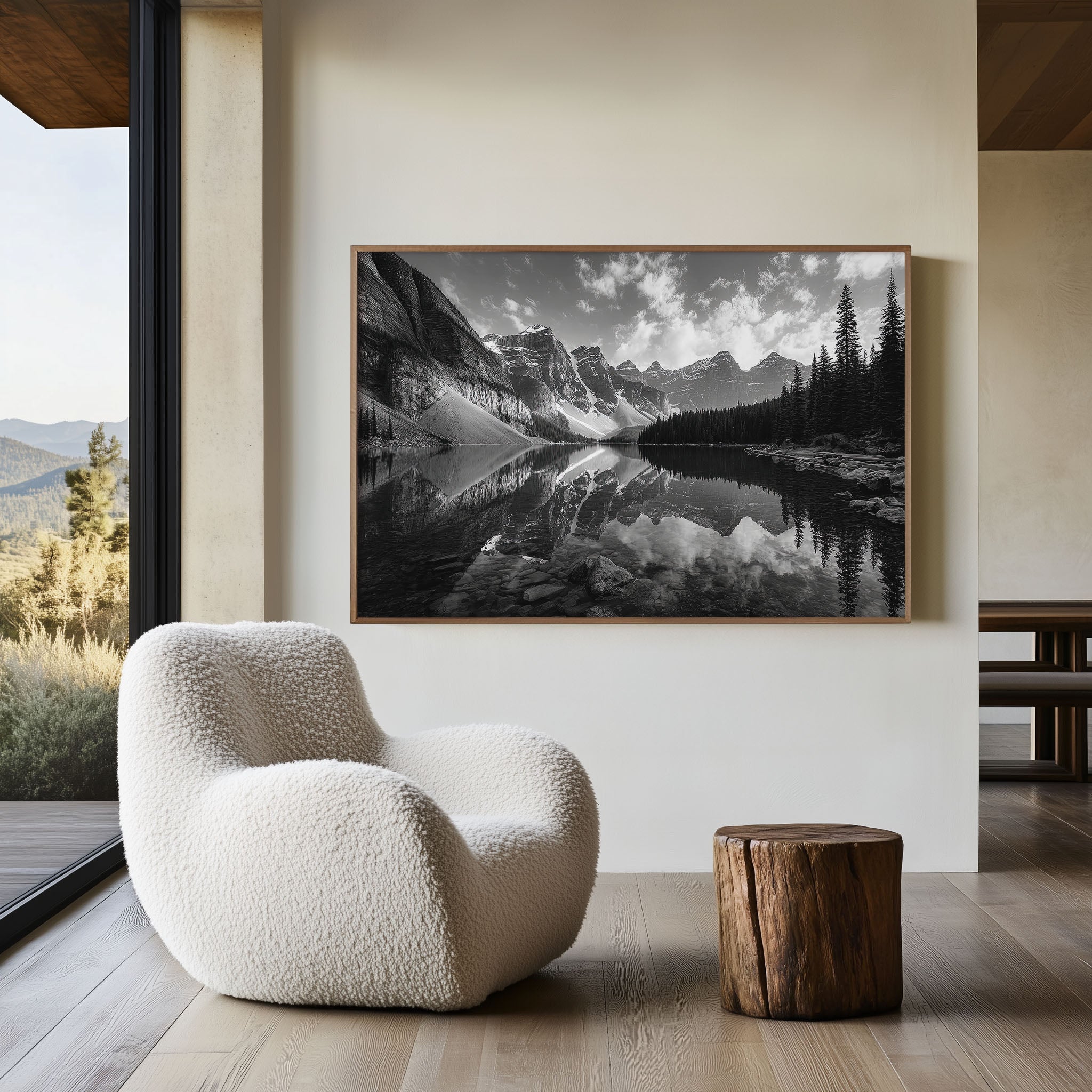 Moraine Lake Wall Art Print – Black and White Mountain Photography