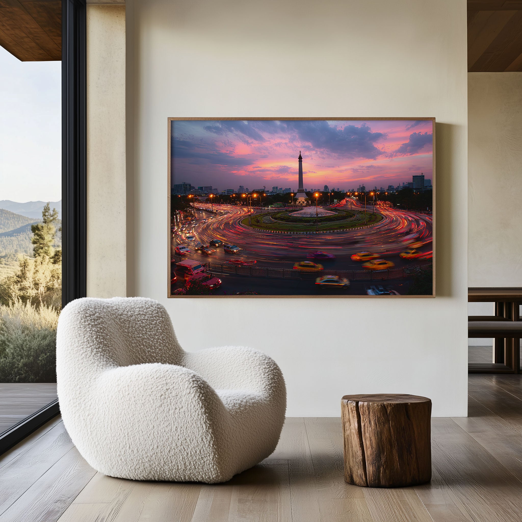 Bangkok Victory Monument Sunset Wall Art Print, Thailand Cityscape