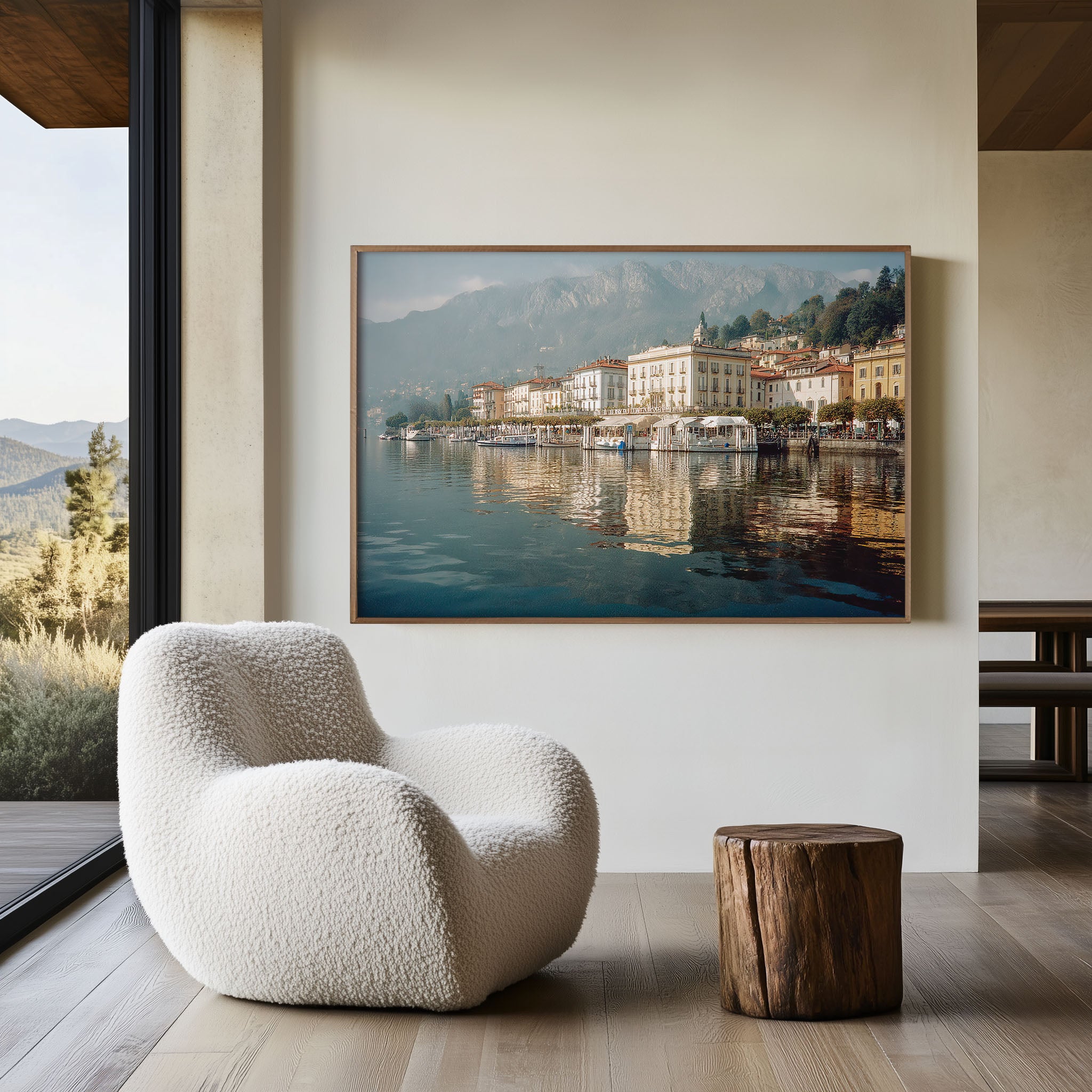 Bellagio Lake Como Wall Art – Italy Scenic Waterfront Harbor Village
