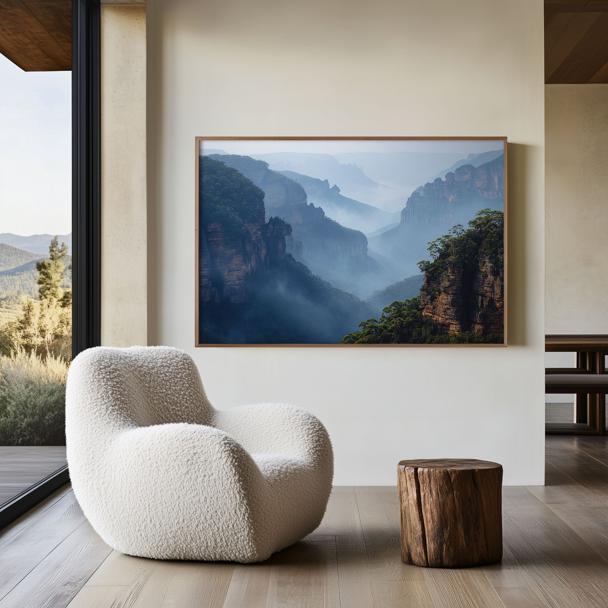 Blue Mountains Wall Art Print | Jamison Valley Mist NSW Poster