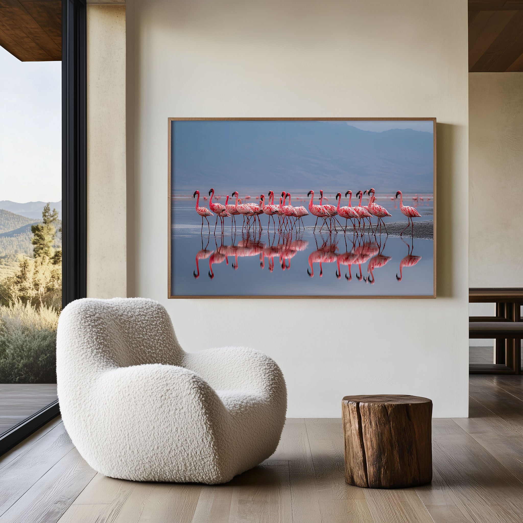 Blush Horizon – Flamingos at Lake Natron Wall Art Print