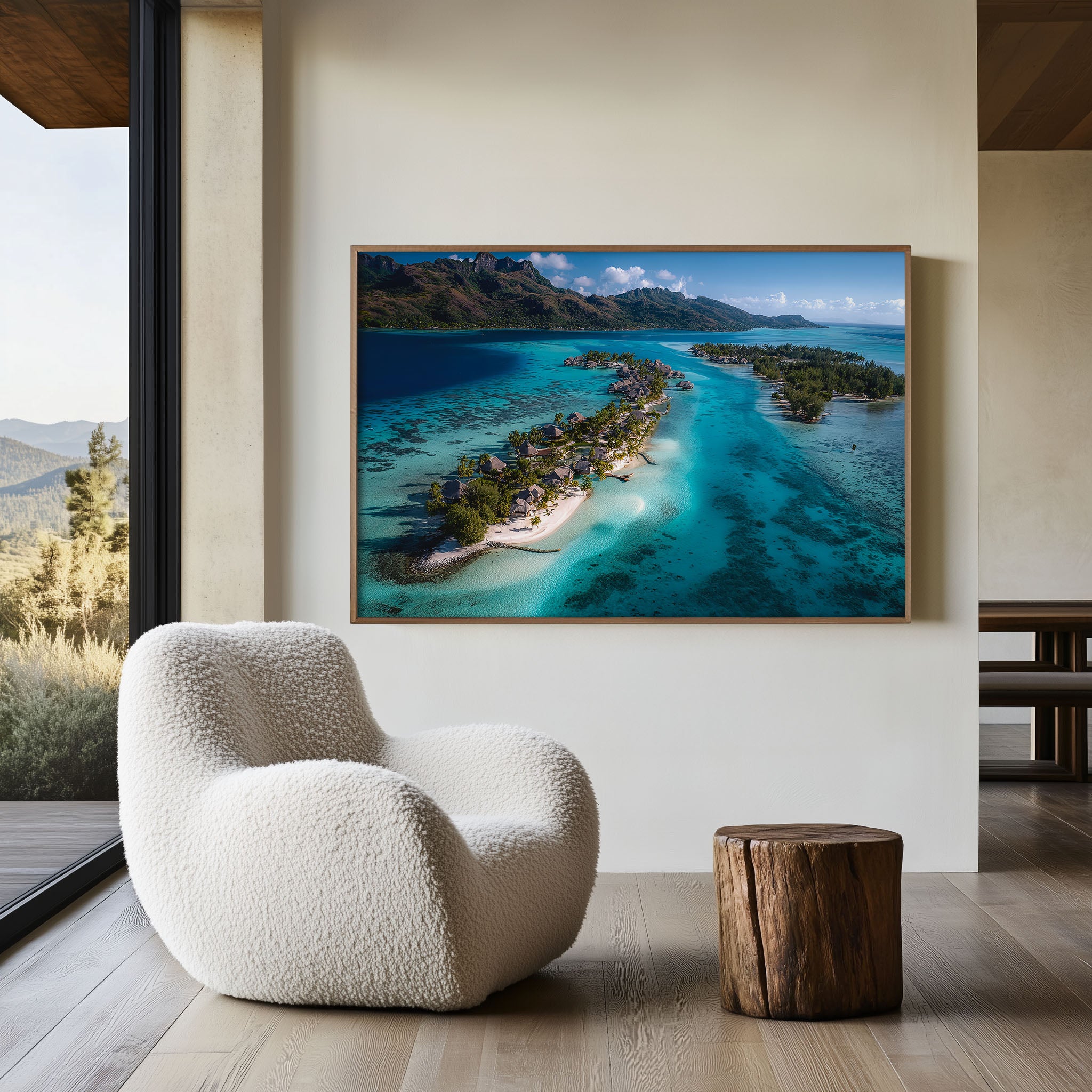 Bora Bora Island Aerial Wall Art Print – French Polynesia Lagoon