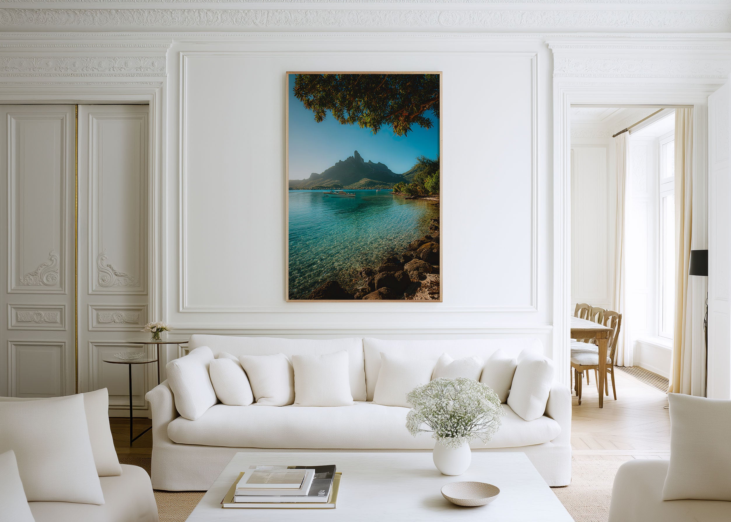 Bora Bora Turquoise Waters Wall Art – Tropical Lagoon Canvas Print, Luxury Island Decor