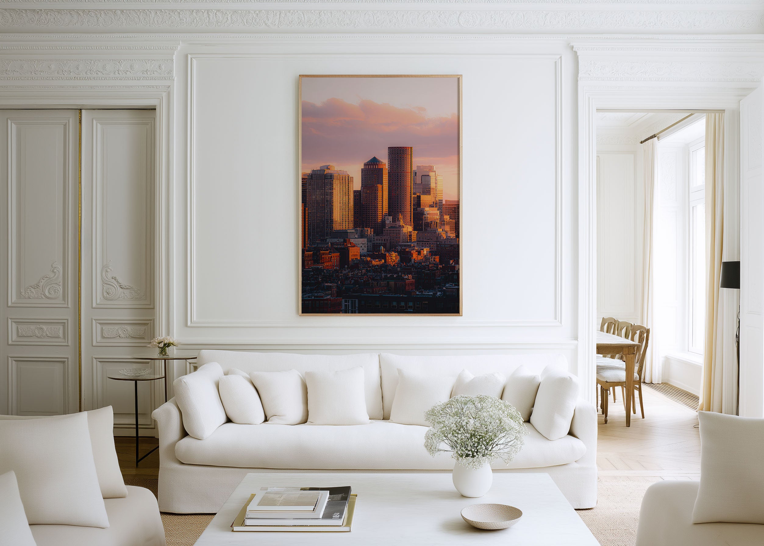 Boston Financial District Sunset | City Skyline Wall Art Print