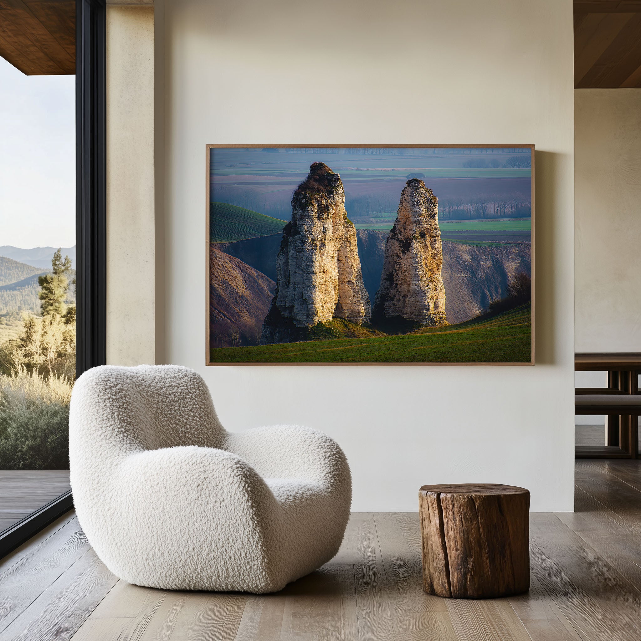 Bozzhyra Twin Spires Wall Art Print – Kazakhstan Desert Rock Towers