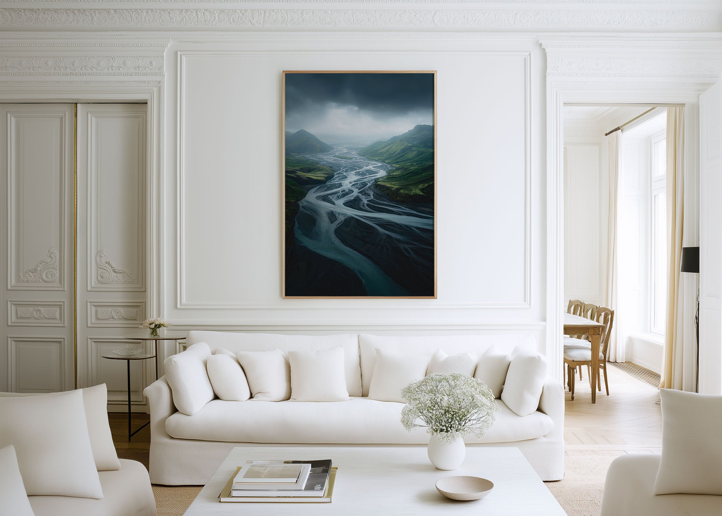 Iceland Glacial River Valley Print | Moody Braided River Wall Art | Arctic Highland Photography