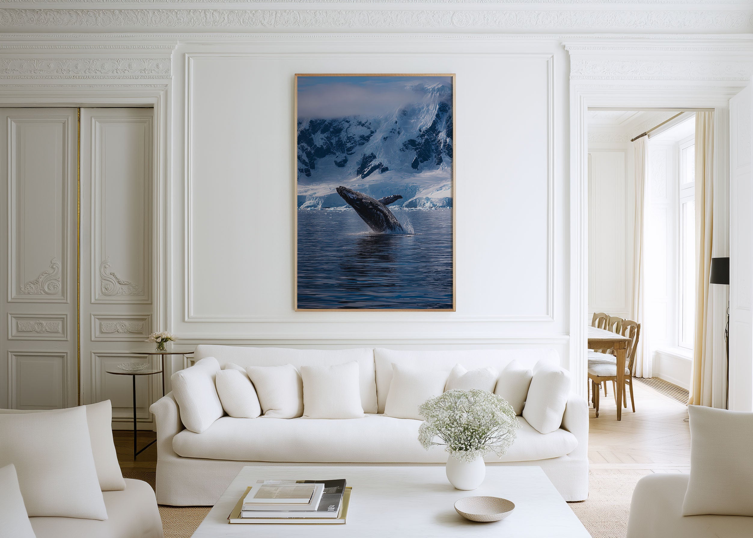 Breaching Whale Wall Art Print – Antarctica Ocean Canvas, Majestic Wildlife Decor