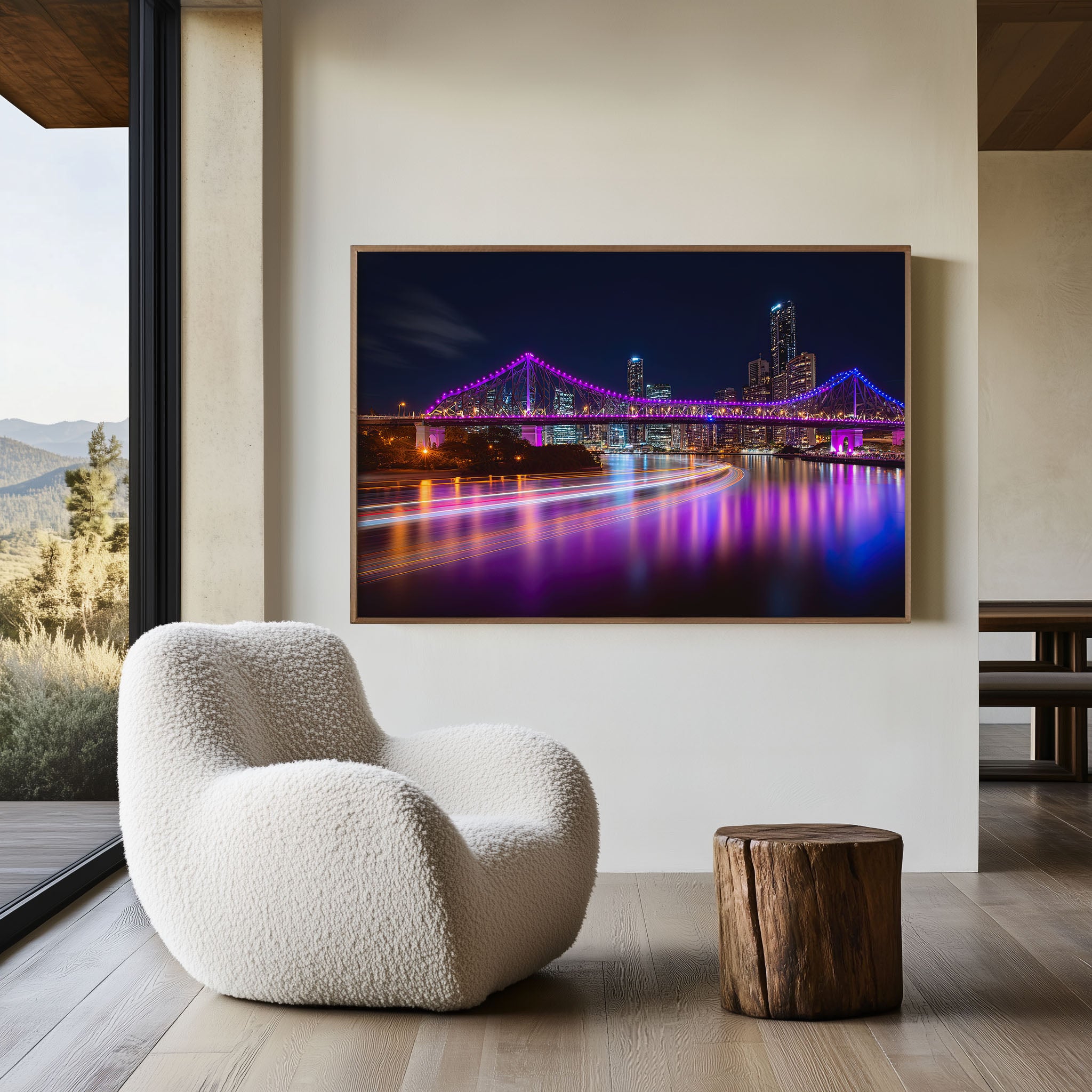Brisbane Story Bridge Night Wall Art Print, Australia Skyline