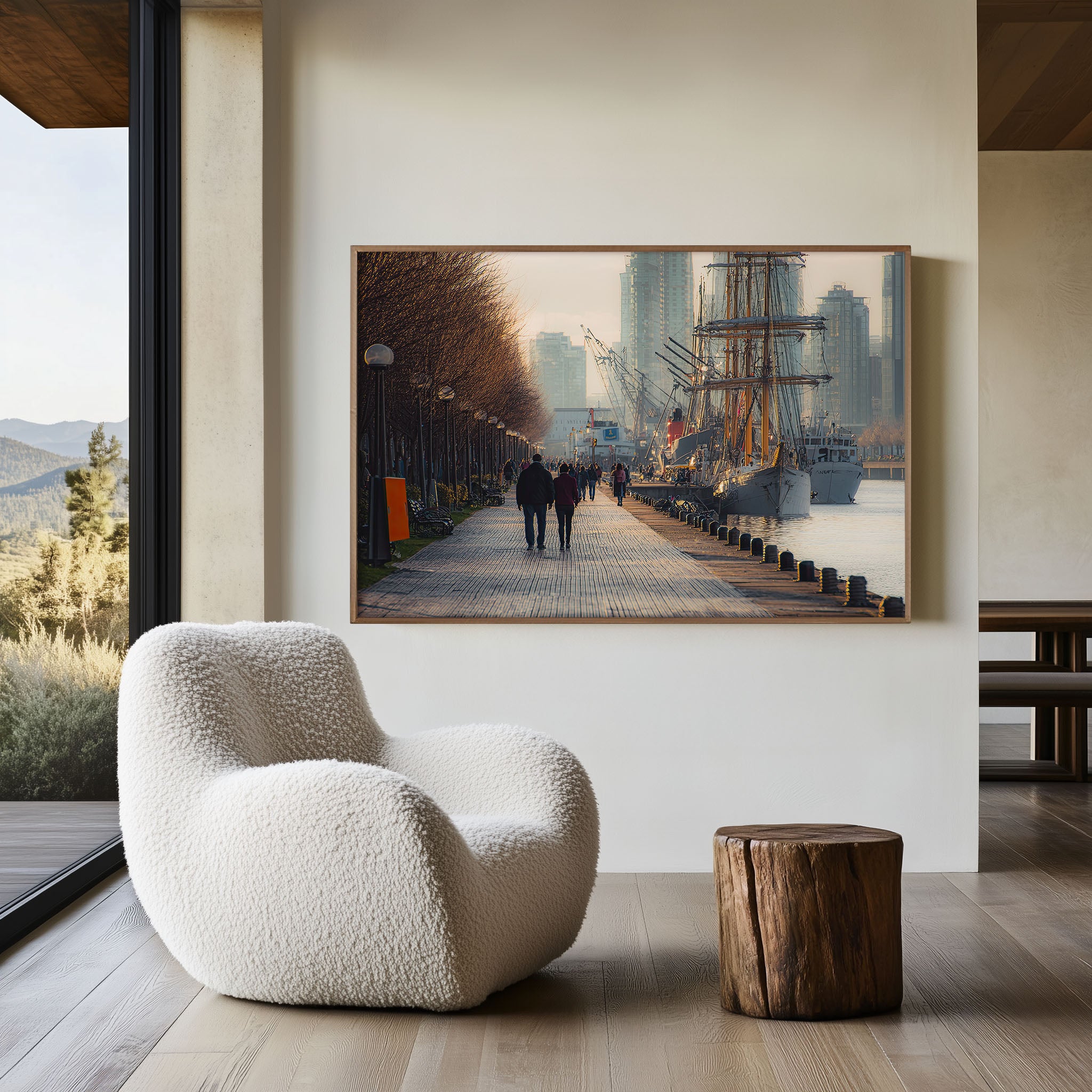 Buenos Aires Puerto Madero Wall Art – Waterfront Promenade Tall Ship Print, Argentina Cityscape Photography Decor