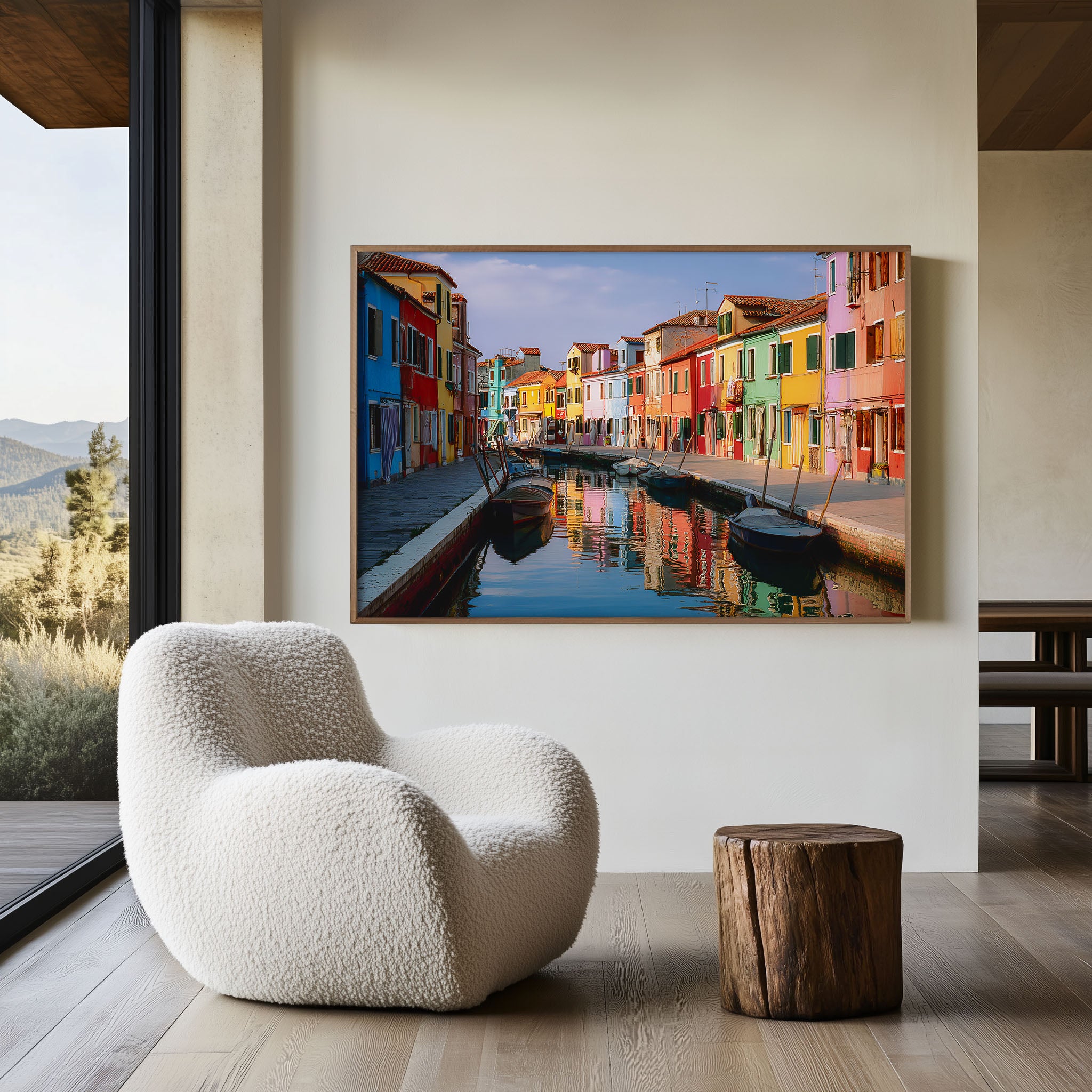 Burano Island Venice Wall Art – Colorful Canal Houses Italy