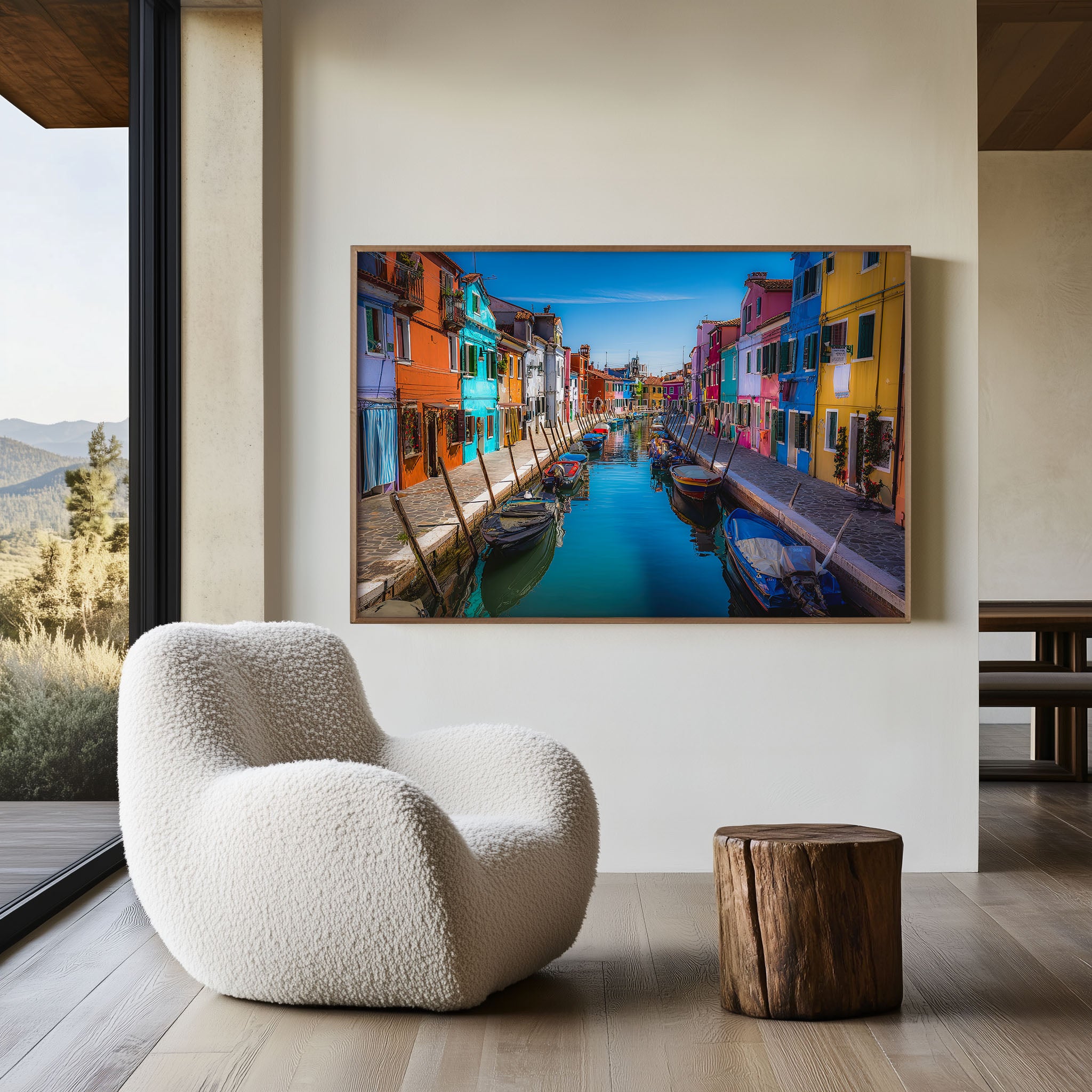 Burano Italy Colourful Houses Wall Art Print – Venice Canal Canvas