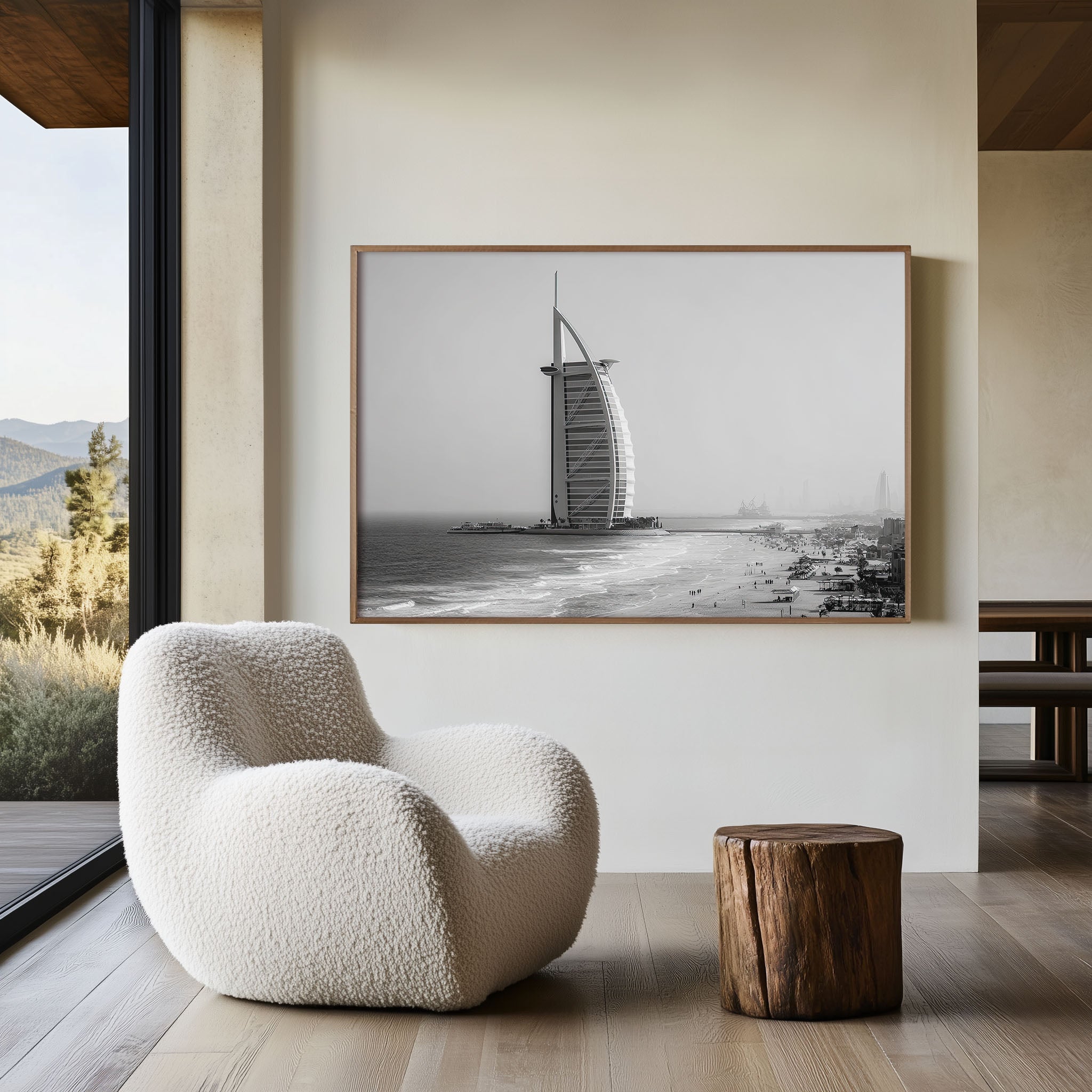 Burj Al Arab Wall Art – Black and White Dubai Luxury Photography Print