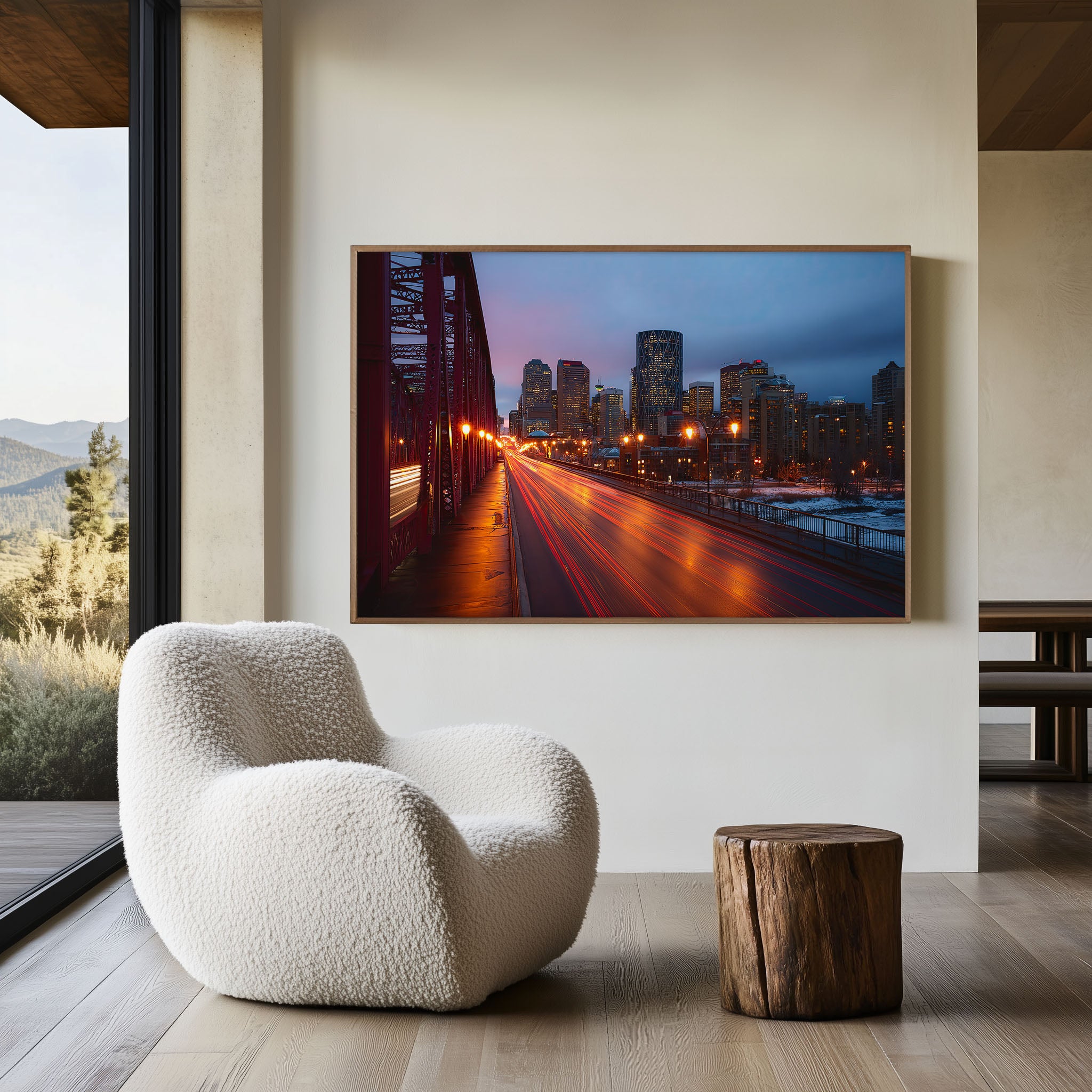 Calgary Centre Street Bridge Night Wall Art Print, Canada Skyline
