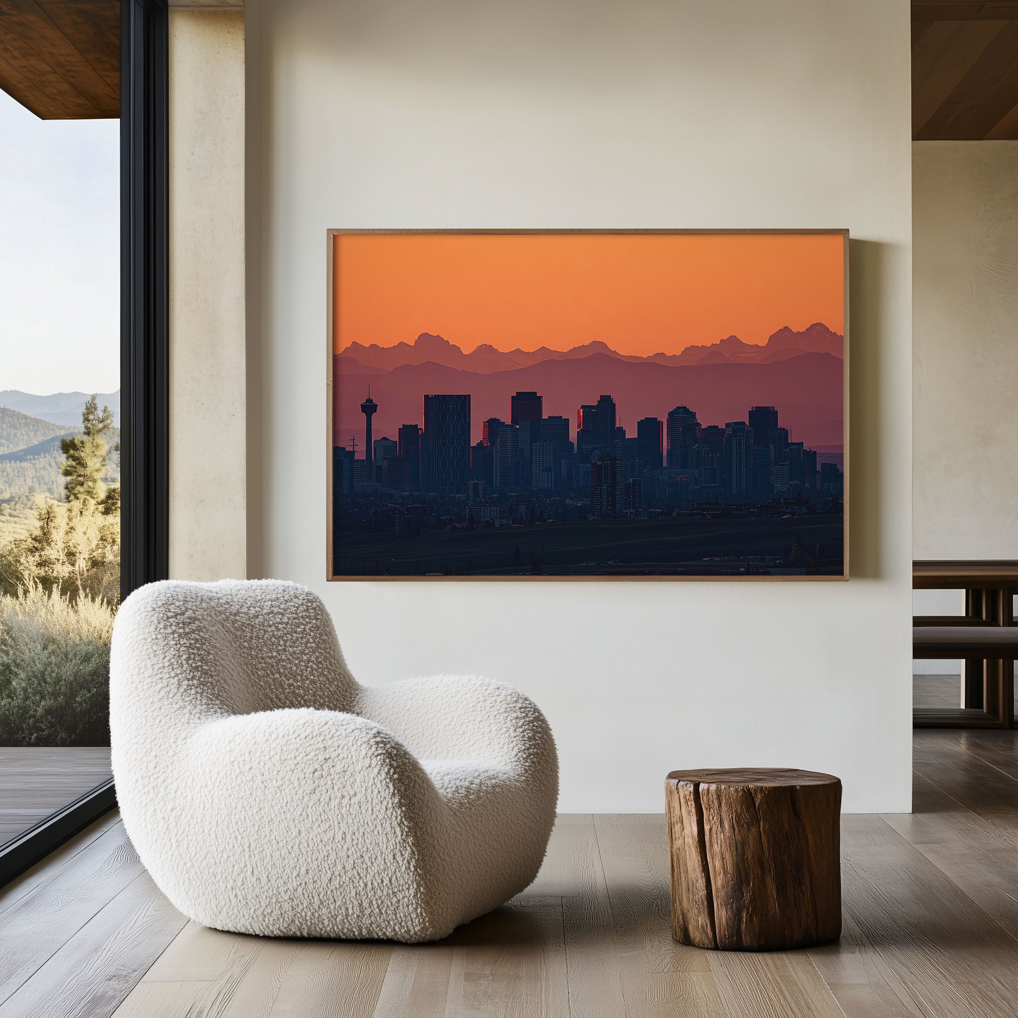 Calgary Skyline Wall Art – Rocky Mountains Sunset Cityscape Print, Alberta Canada Skyline Photography Decor