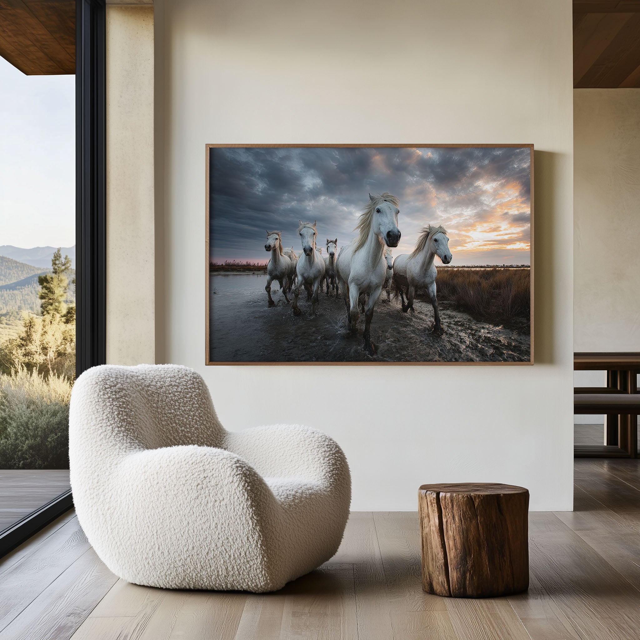 Camargue White Horses Wall Art – France Wildlife Print
