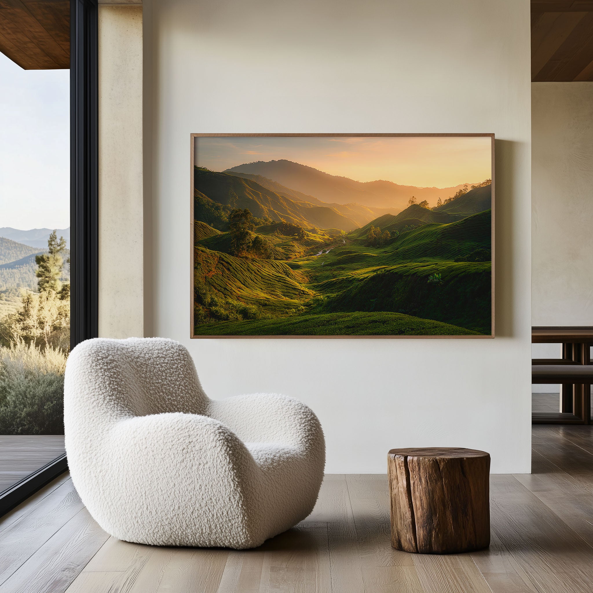 Cameron Highlands Sunrise Wall Art Print – Malaysia Tea Plantation Landscape