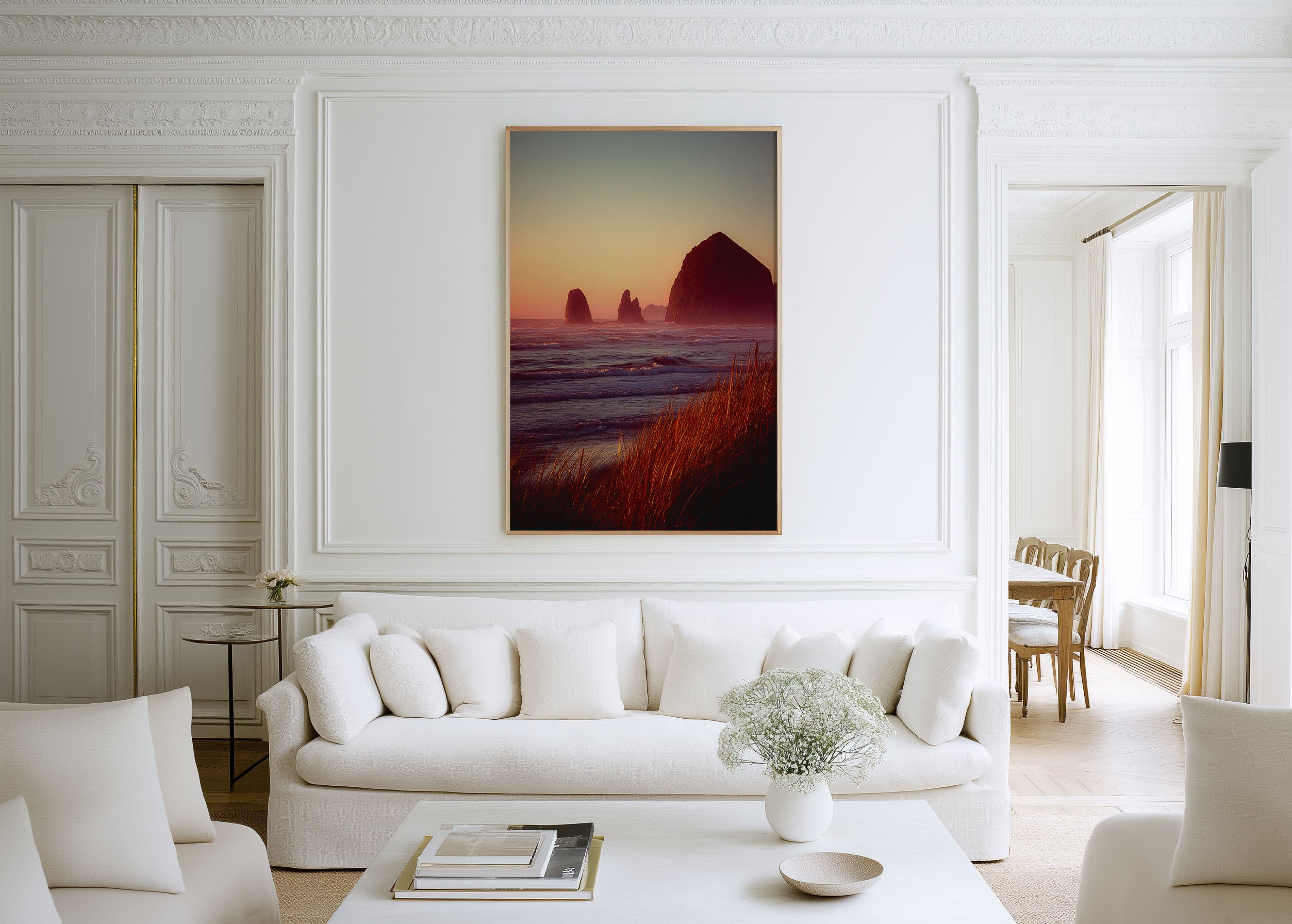 Cannon Beach Oregon Sunset Wall Art | Coastal Ocean Landscape Canvas Print