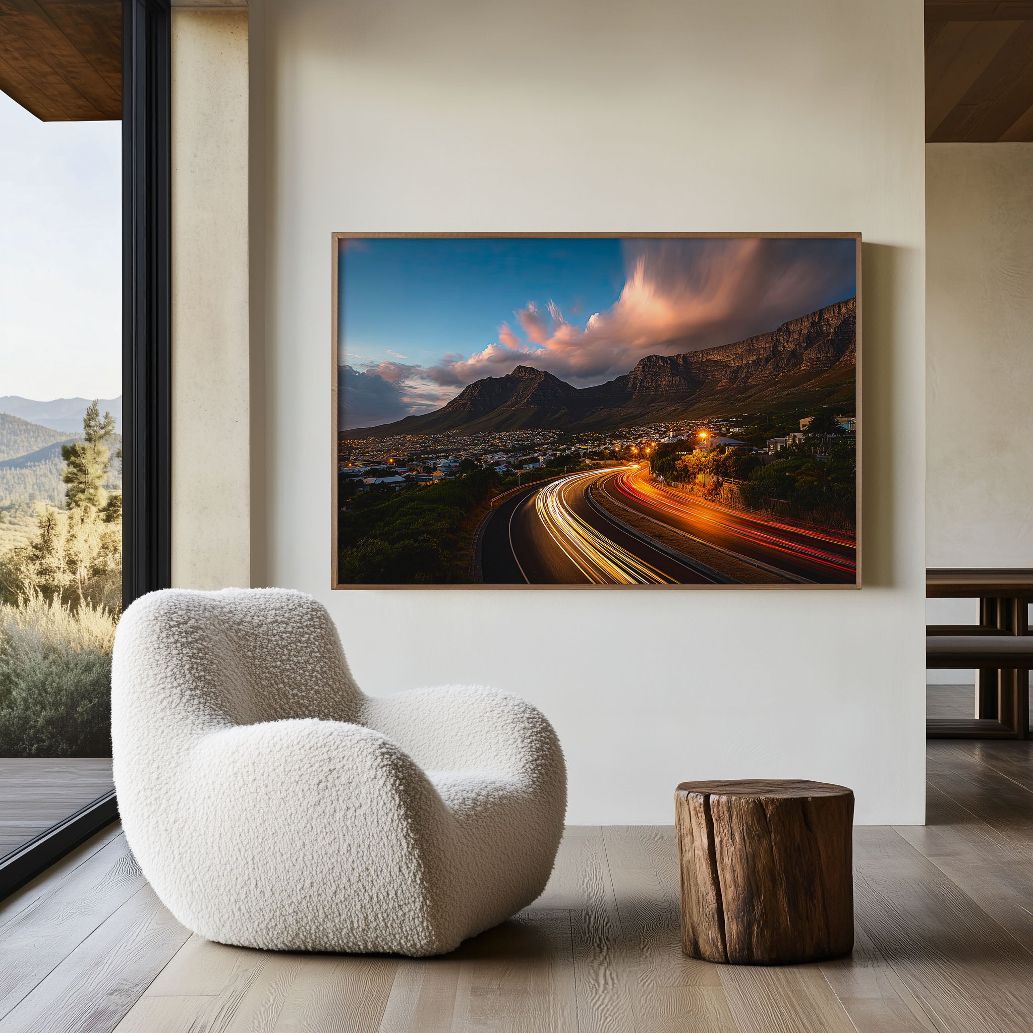 Cape Town Table Mountain Night Wall Art Print, South Africa Landscape