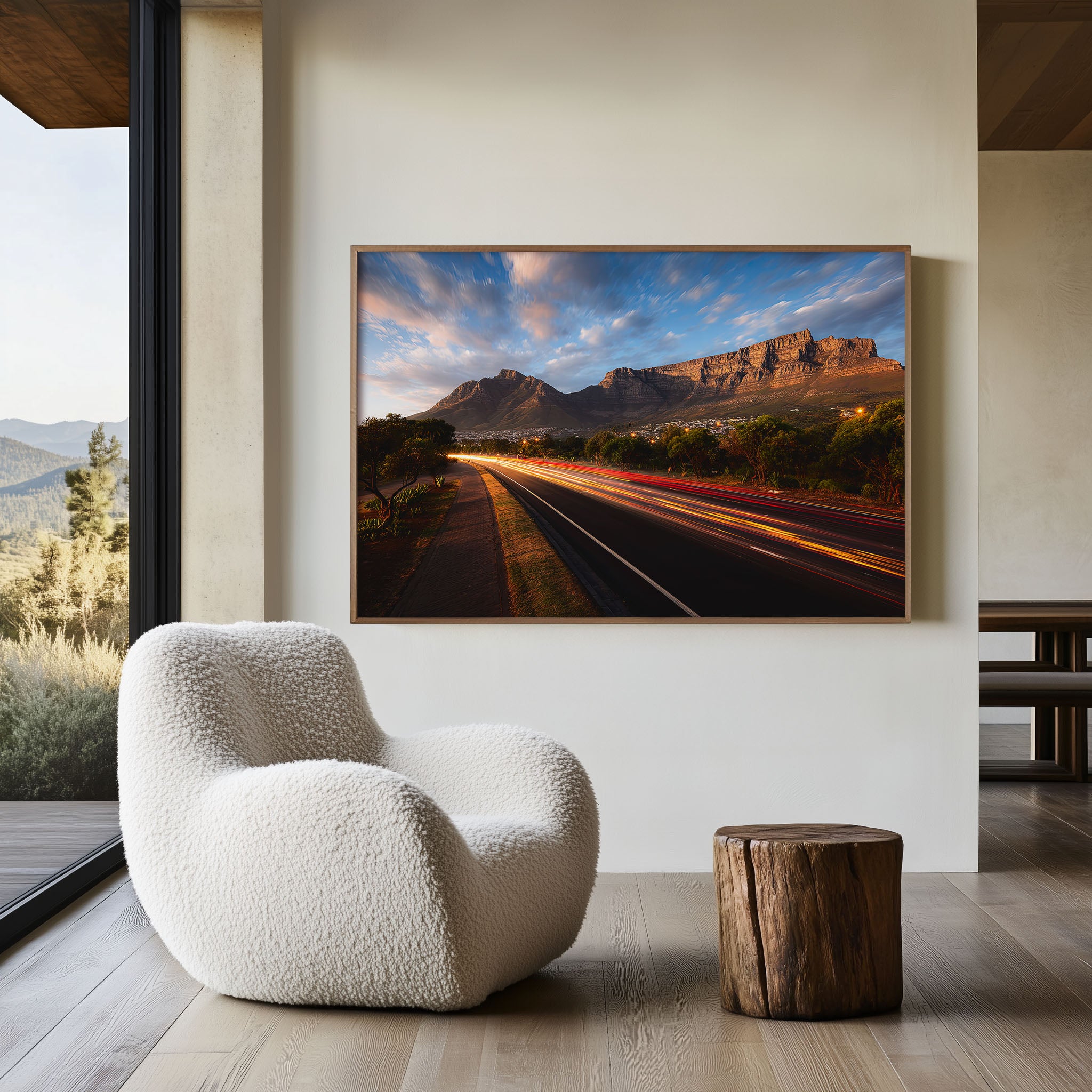 Cape Town Table Mountain Road Wall Art Print, South Africa Landscape