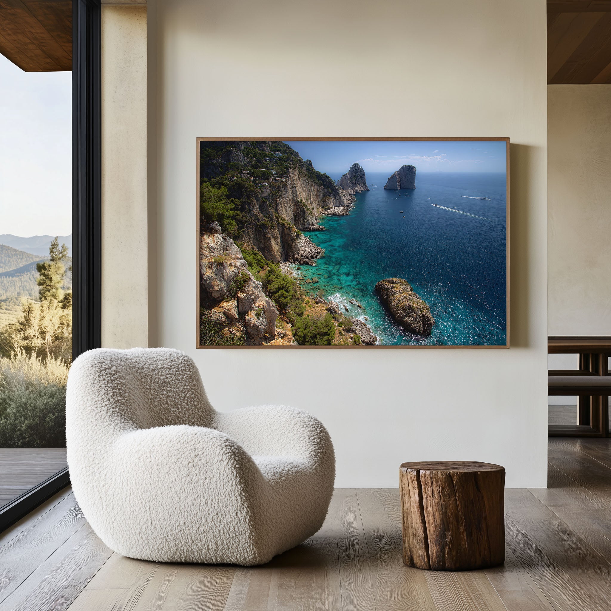 Capri Faraglioni Rocks Wall Art Print – Italy Coastal Cliff Canvas