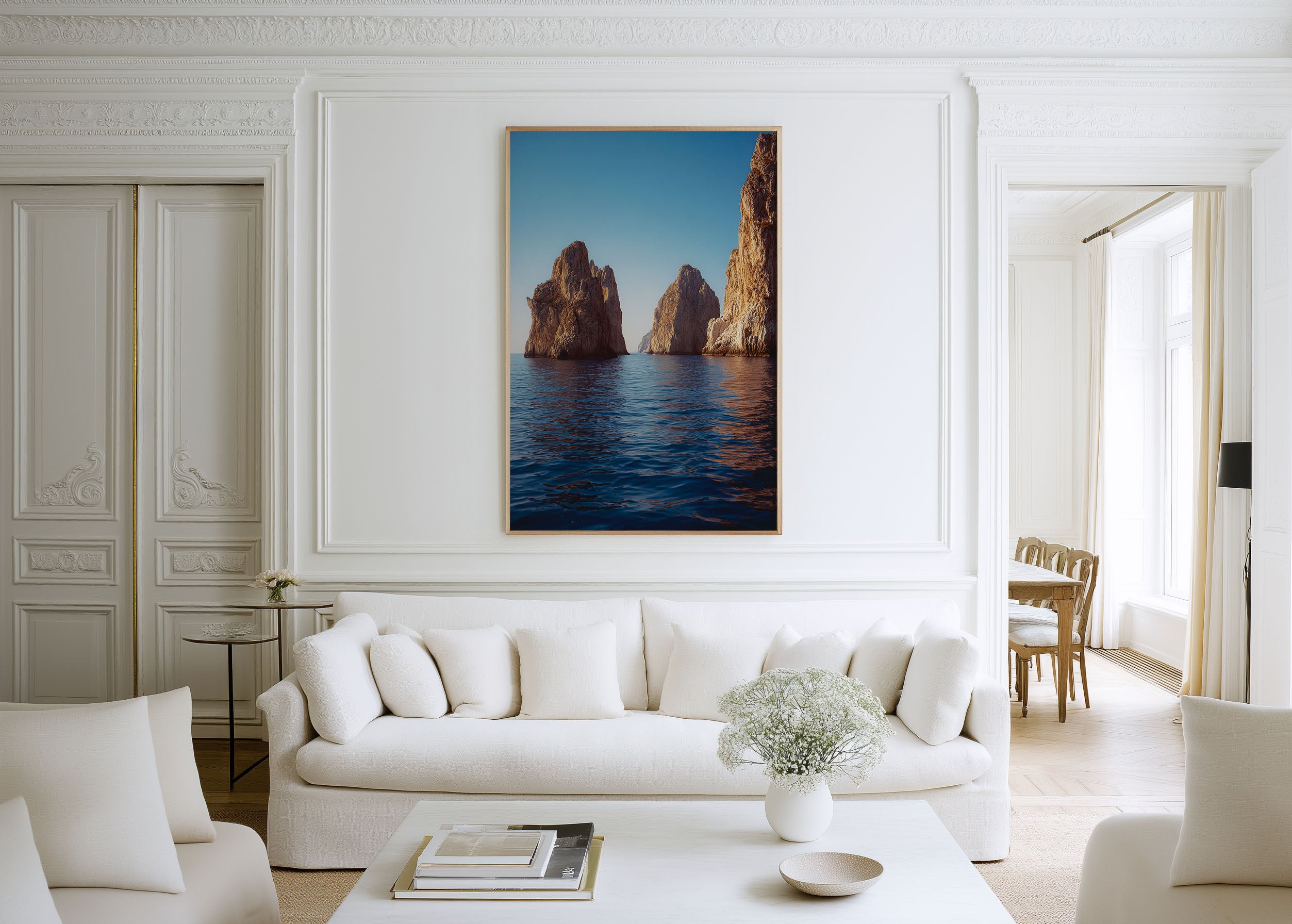 Capri Faraglioni Rocks Wall Art Print | Italy Ocean Coastal Canvas