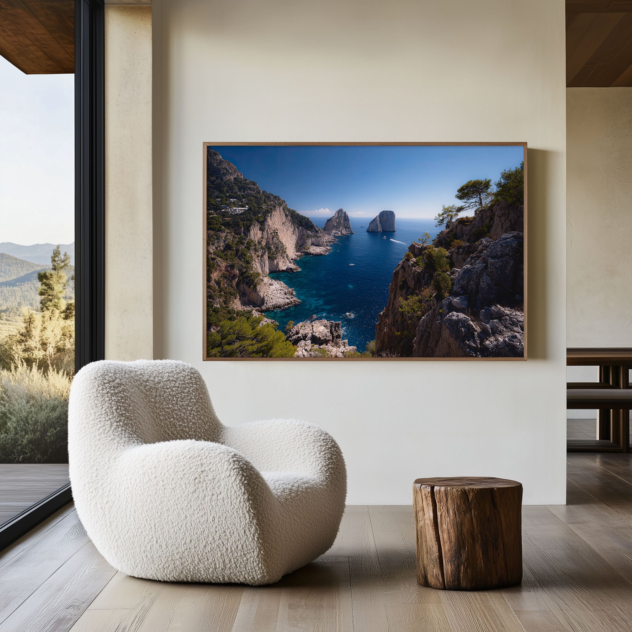 Capri Italy Coastal Cliffs Wall Art Print – Mediterranean Sea Canvas