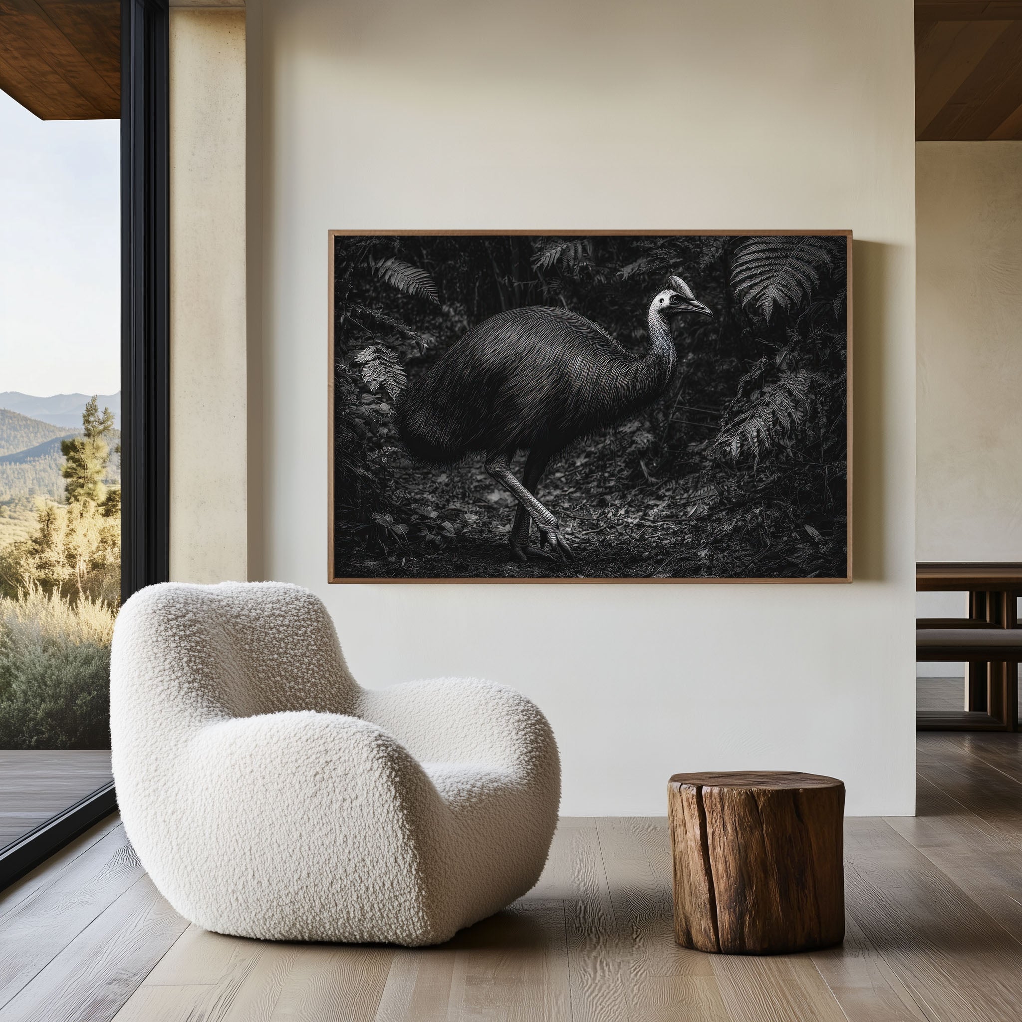 Cassowary Black & White Wildlife Wall Art