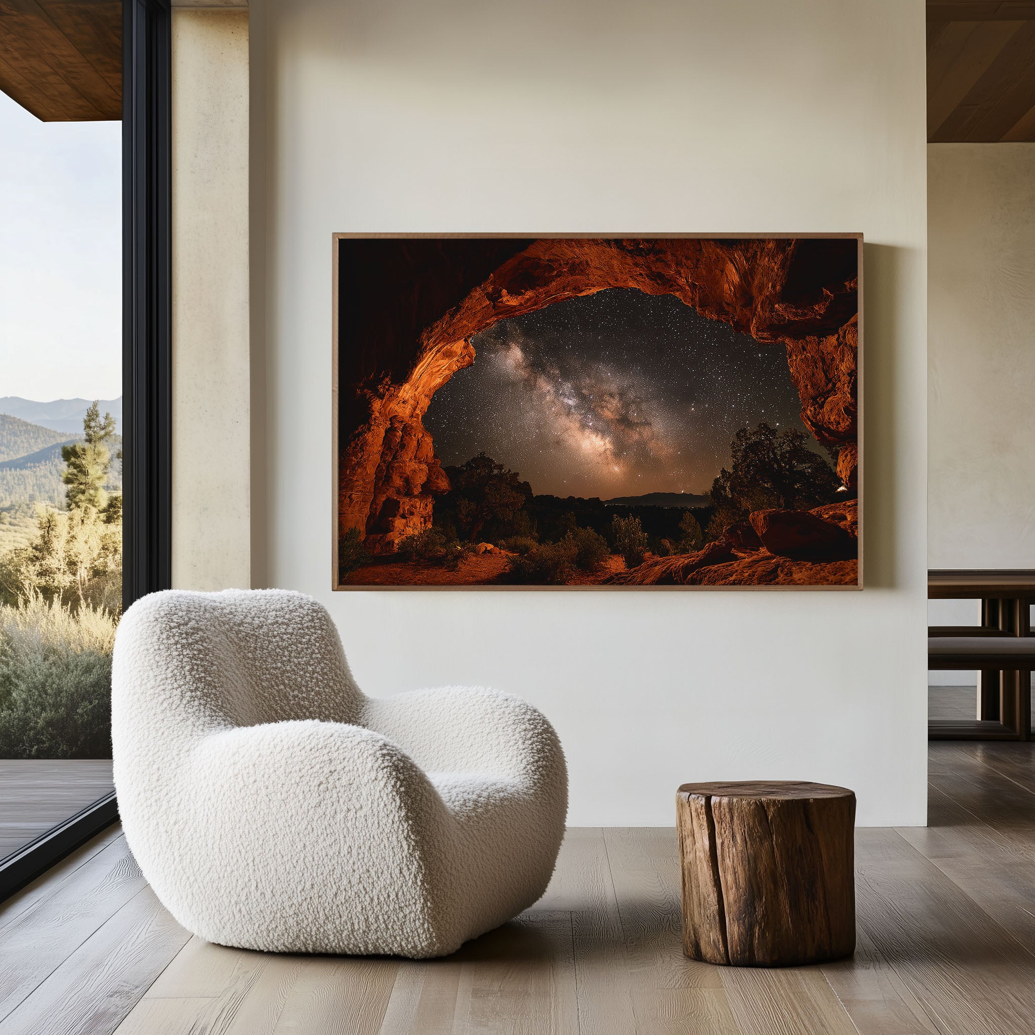 Milky Way Through Red Rock Arch Wall Art – Desert Night Sky Print