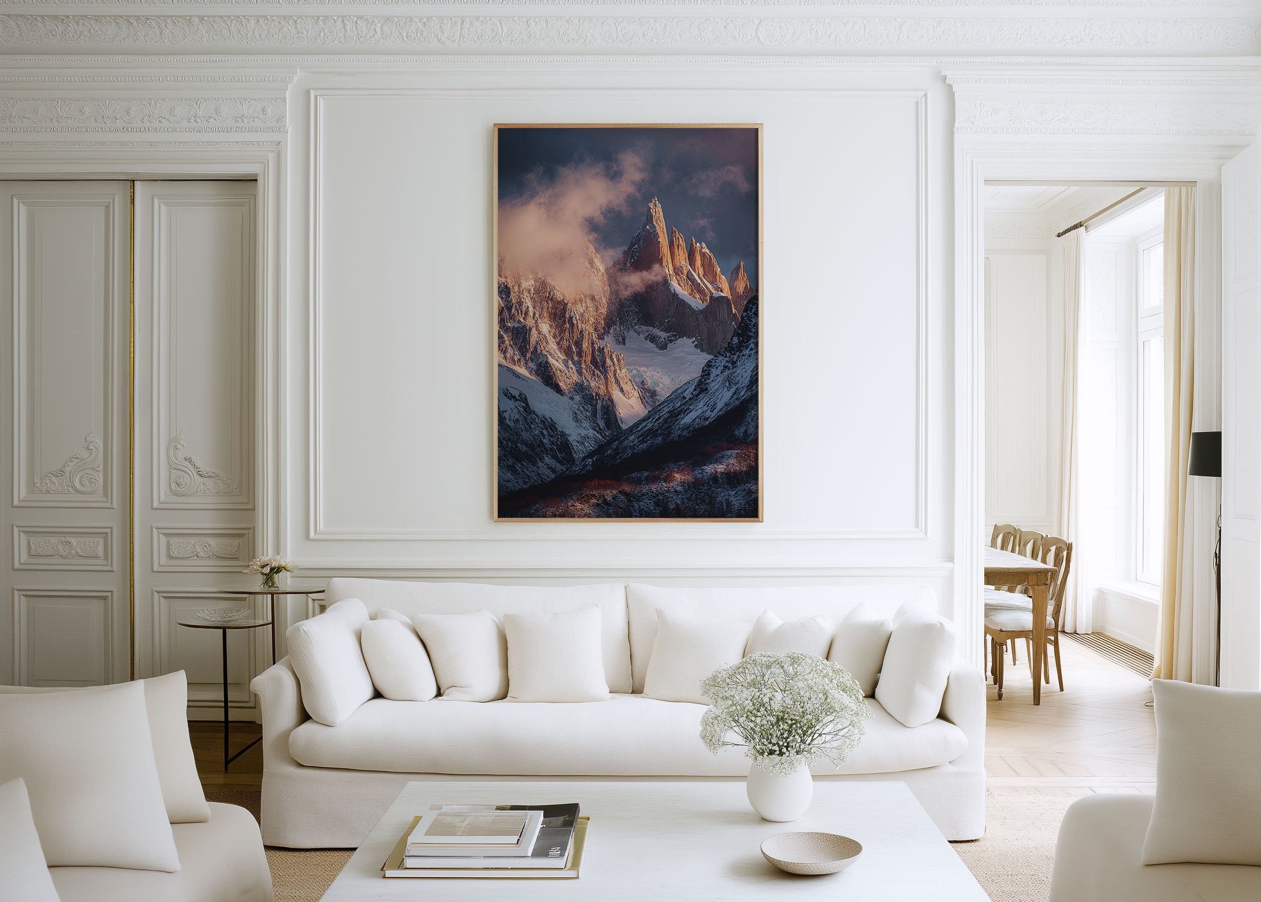 Cerro Torre Alpenglow Sunset Print | Patagonia Golden Light Wall Art | Patagonia Winter Snow Mountain Landscape Photography Poster