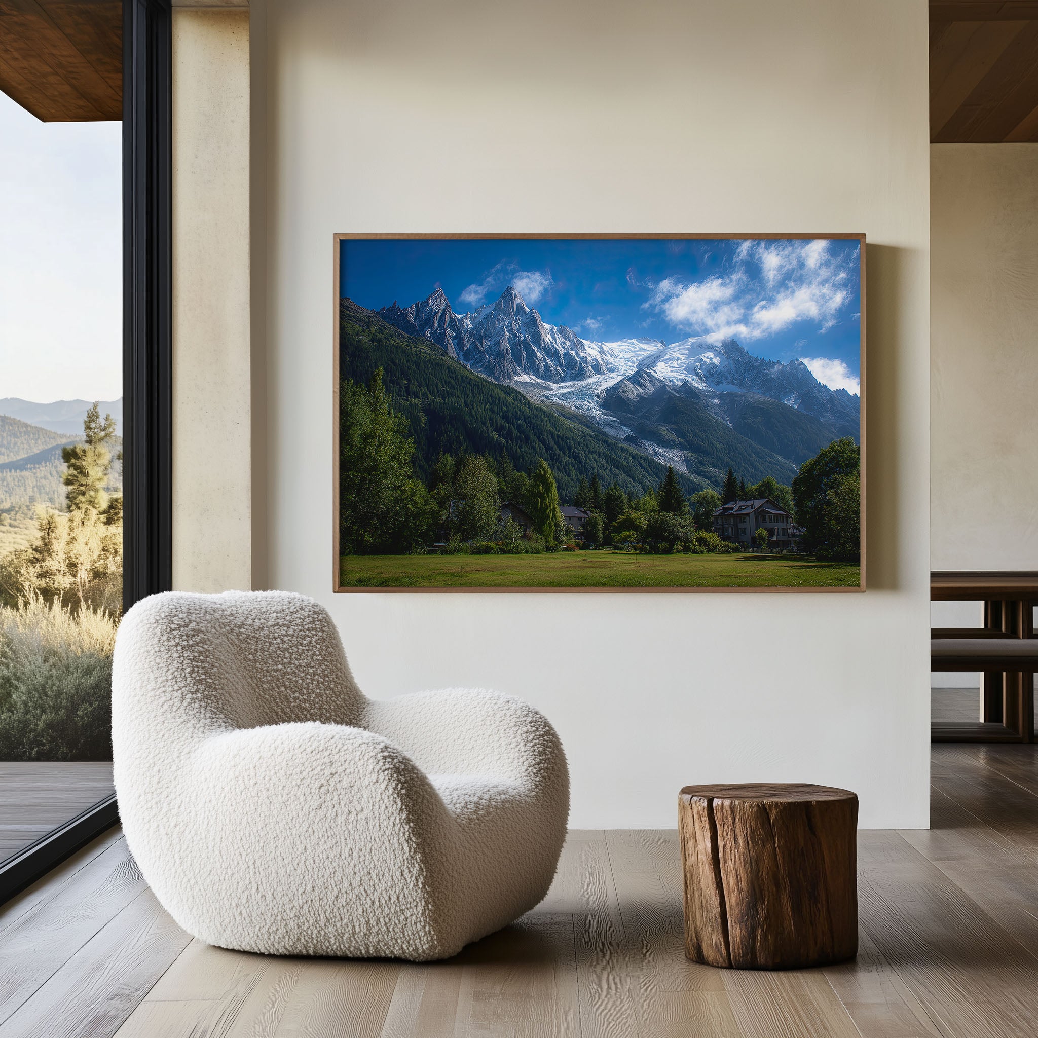 Chamonix Mont Blanc Alpine Landscape Wall Art Print – Snow Mountain Canvas