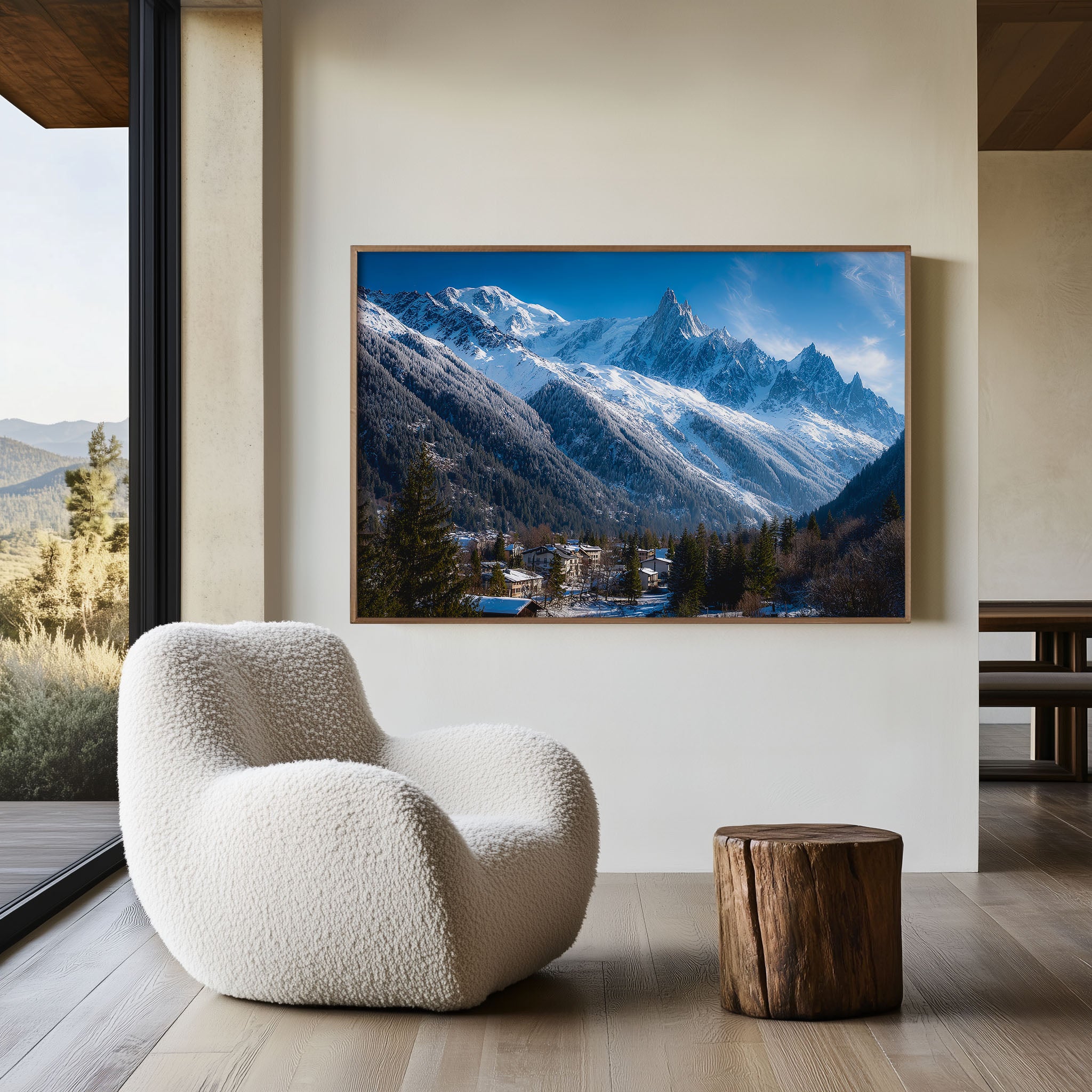 Chamonix Mont Blanc Winter Mountain Wall Art Print – Snowy Alps Canvas