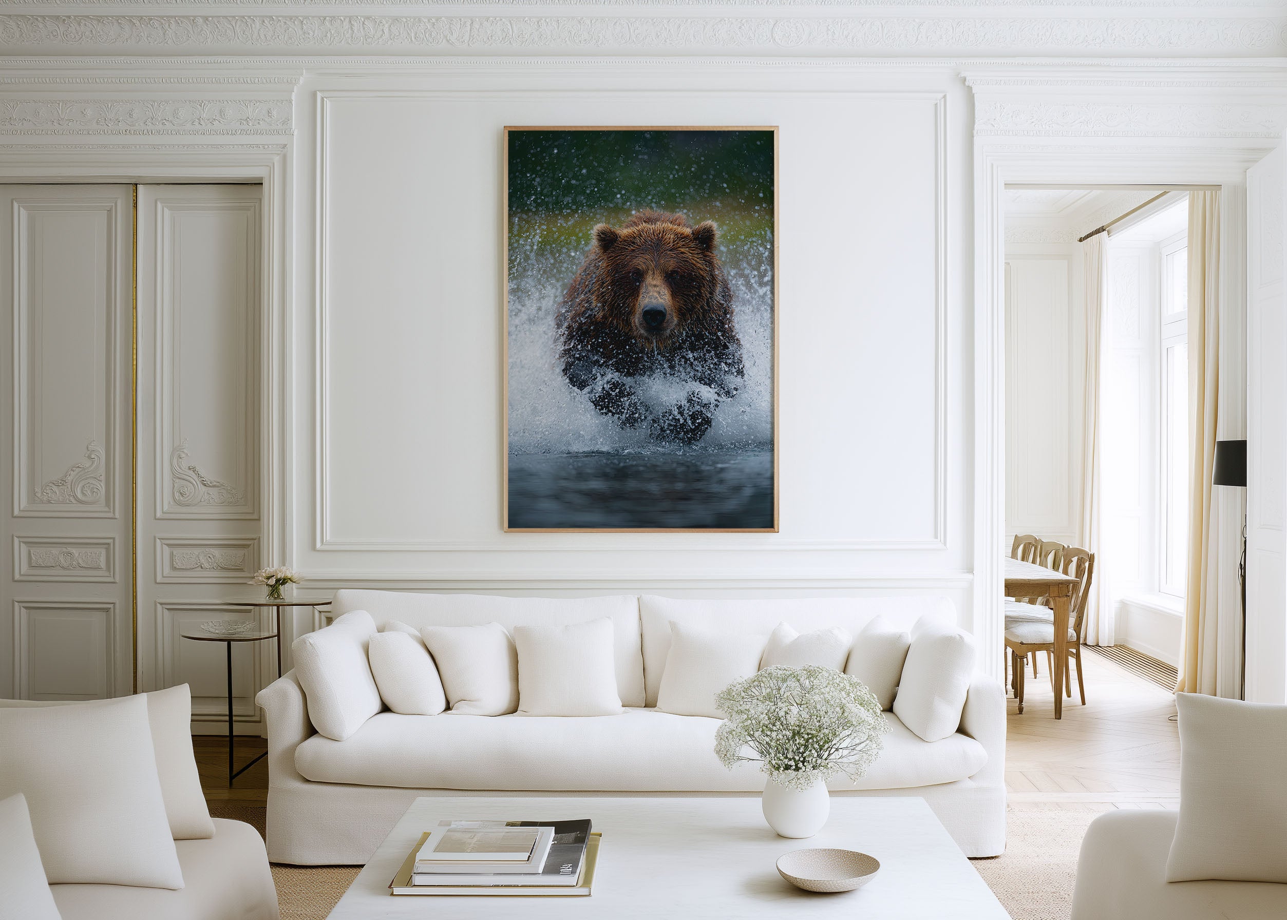 Charging Grizzly Bear Wall Art Print | Wildlife Canvas, Nature Decor