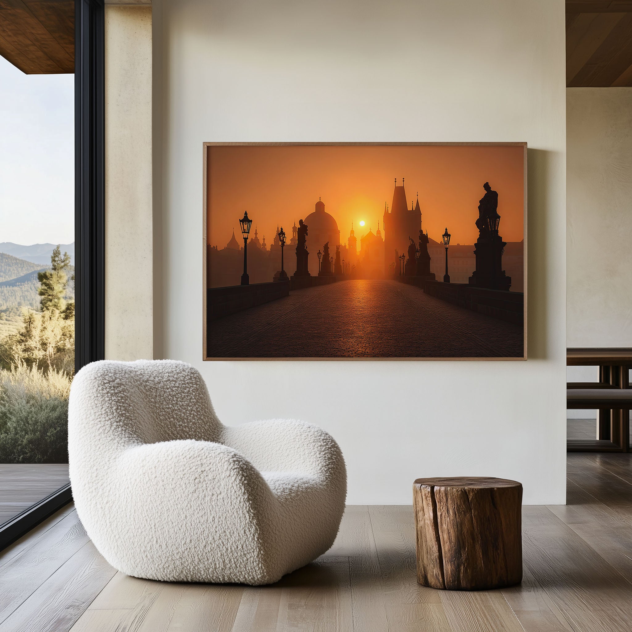 Charles Bridge Prague Sunrise Wall Art Print – Golden Morning Canvas
