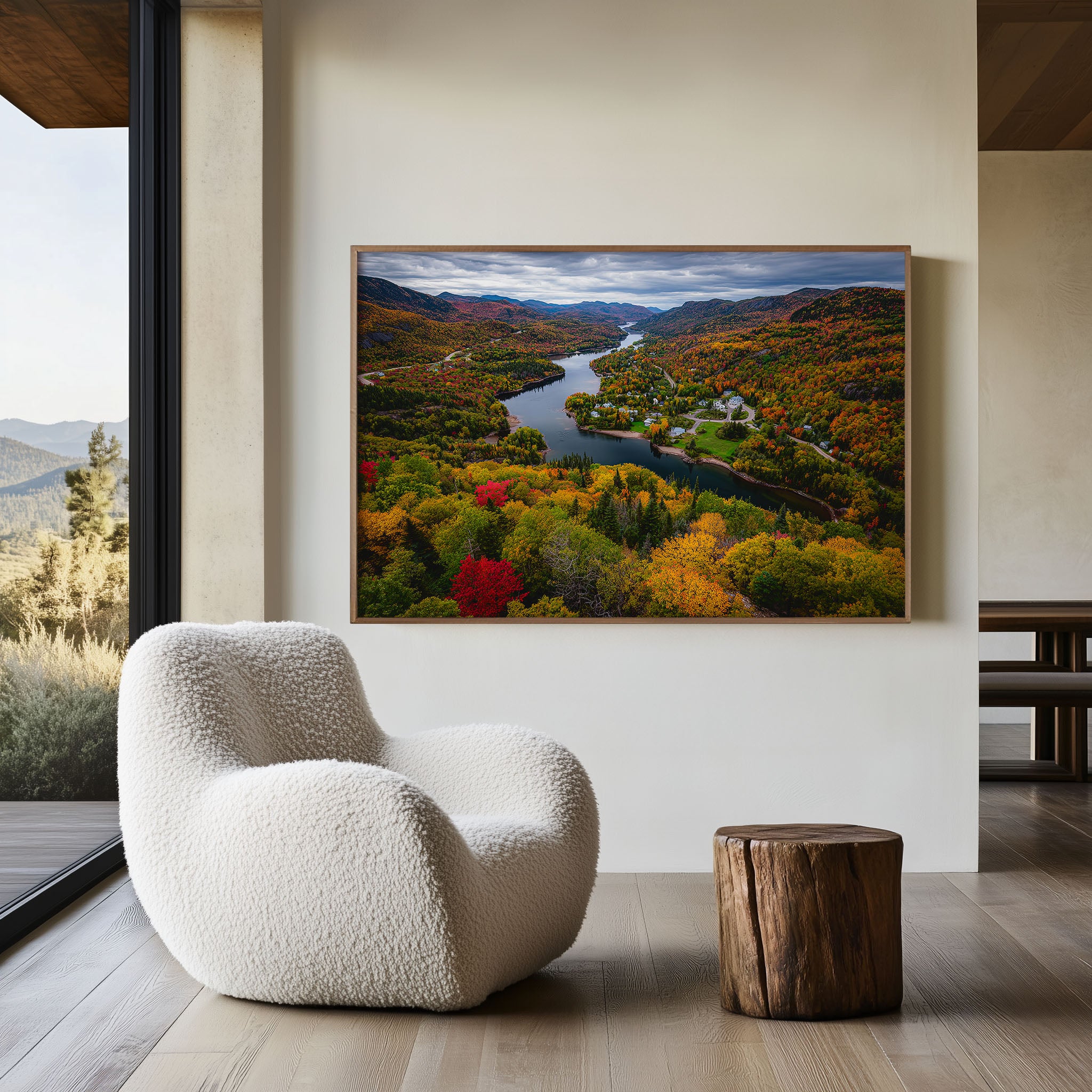 Charlevoix Quebec Fall Foliage Wall Art – Autumn River Valley Landscape Print