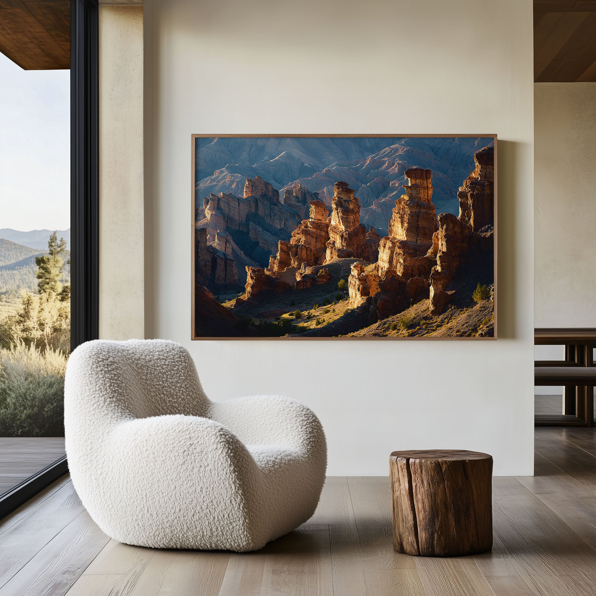Charyn Canyon Rock Towers Wall Art Print – Kazakhstan Desert Canyon Landscape