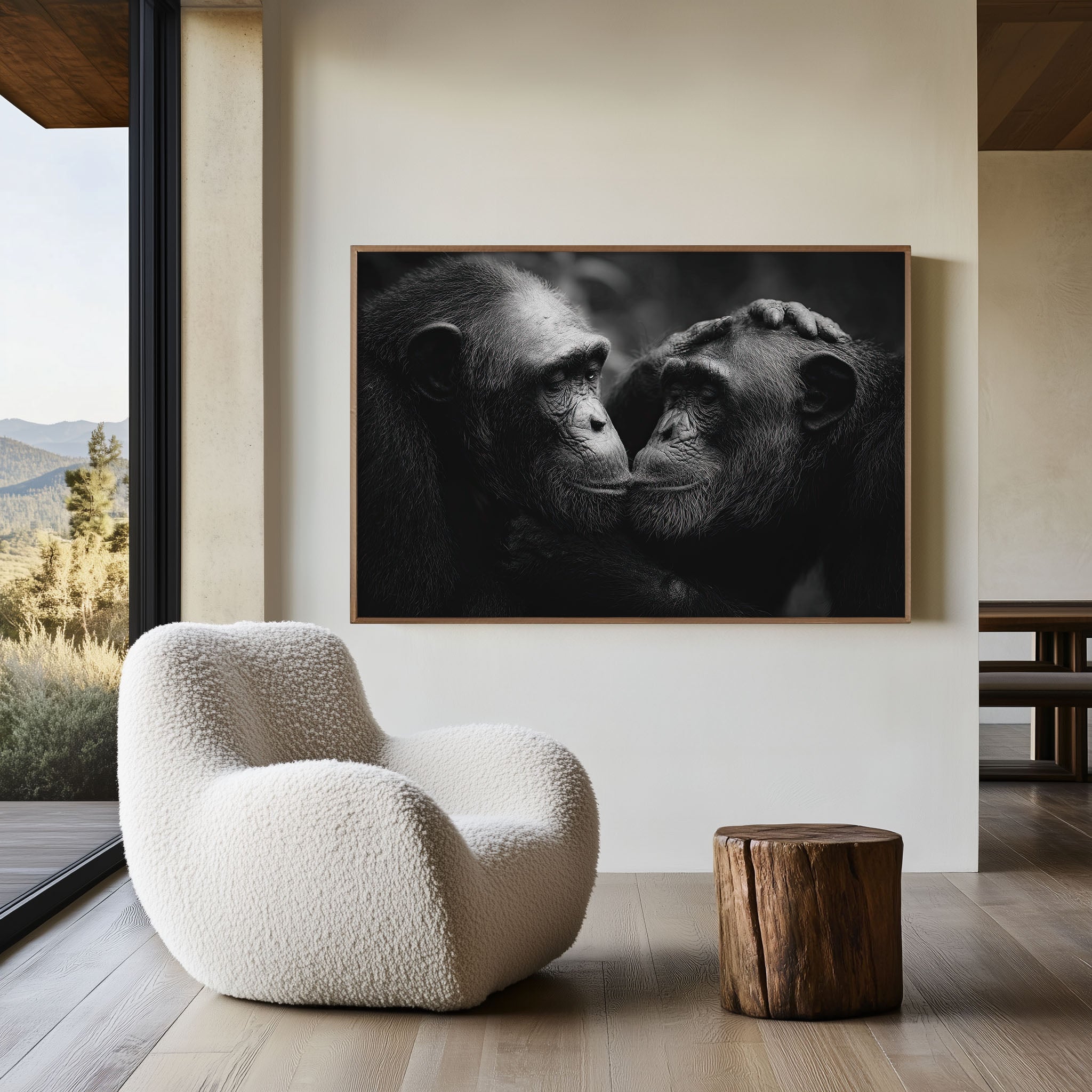 Chimpanzee Portrait Black & White Wildlife Wall Art