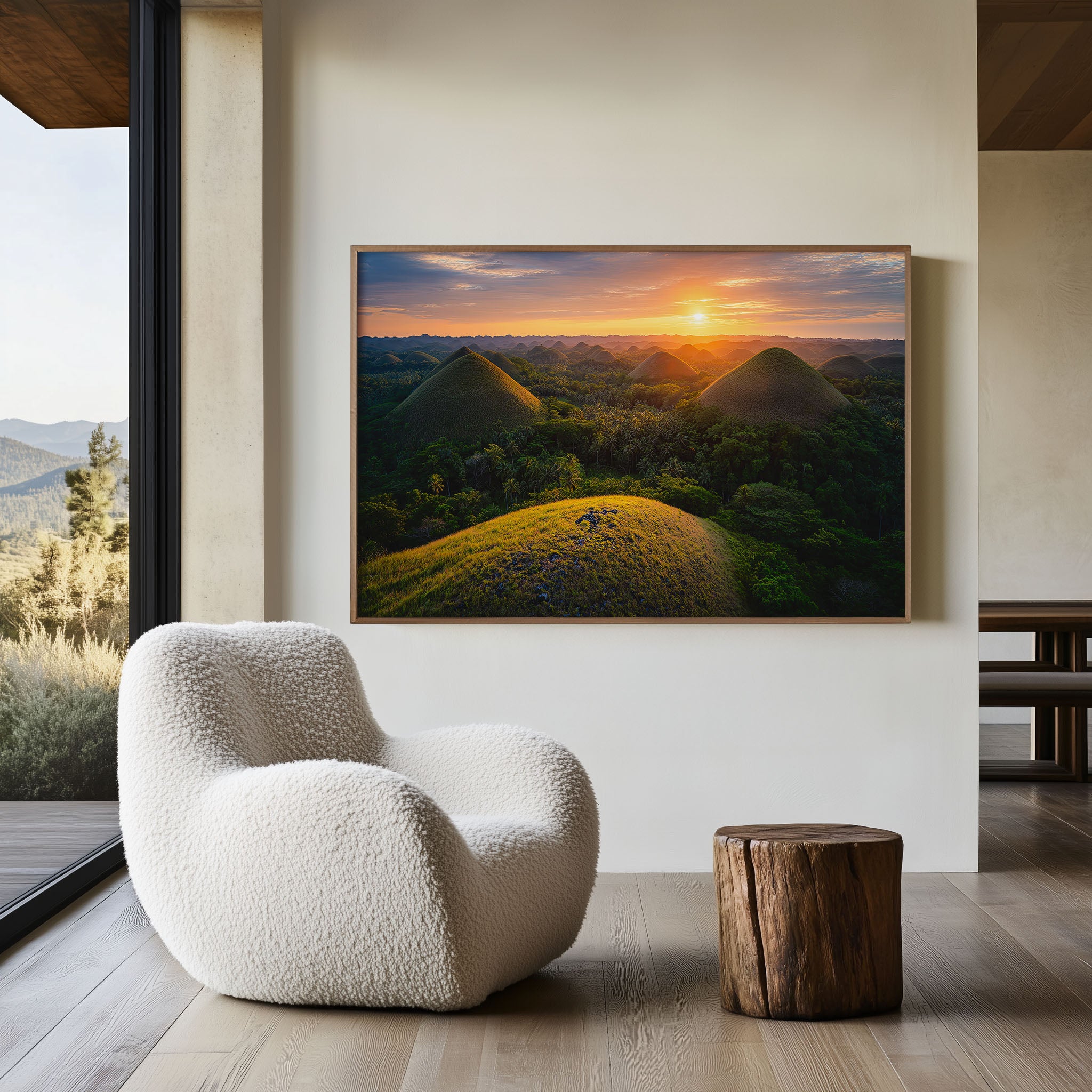 Chocolate Hills Bohol Sunset Wall Art Print – Philippines Landscape Canvas