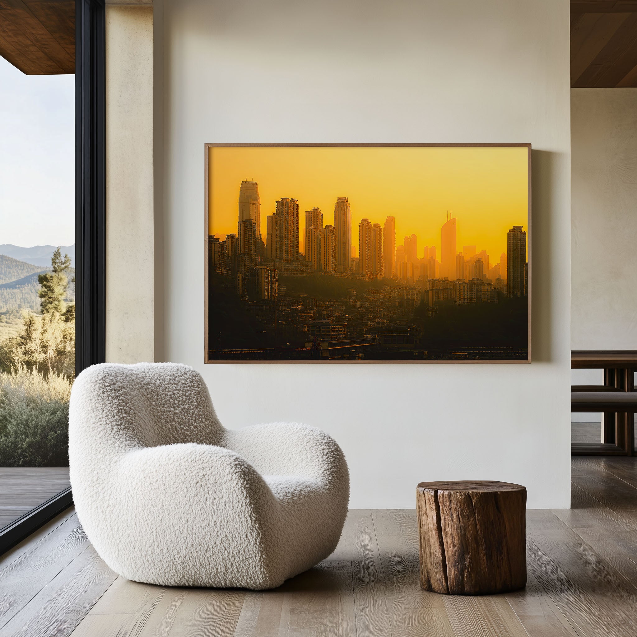 Chongqing China Skyline Sunset Wall Art Print – Golden Cityscape Canvas