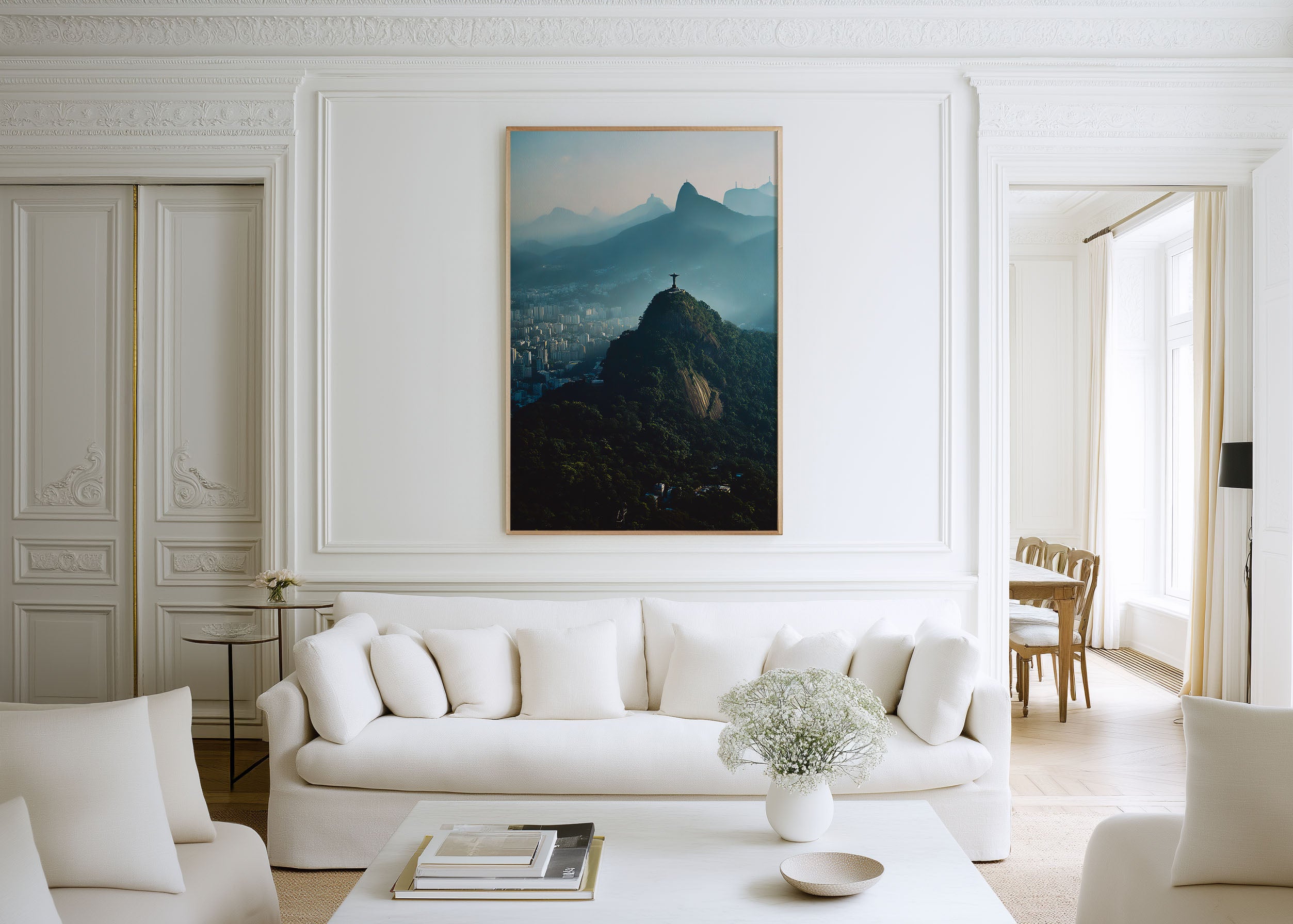 Christ the Redeemer Wall Art Print | Rio de Janeiro Aerial Photography | Corcovado Mountain Brazil Landscape Poster | South America Travel Print | Spiritual Home Decor