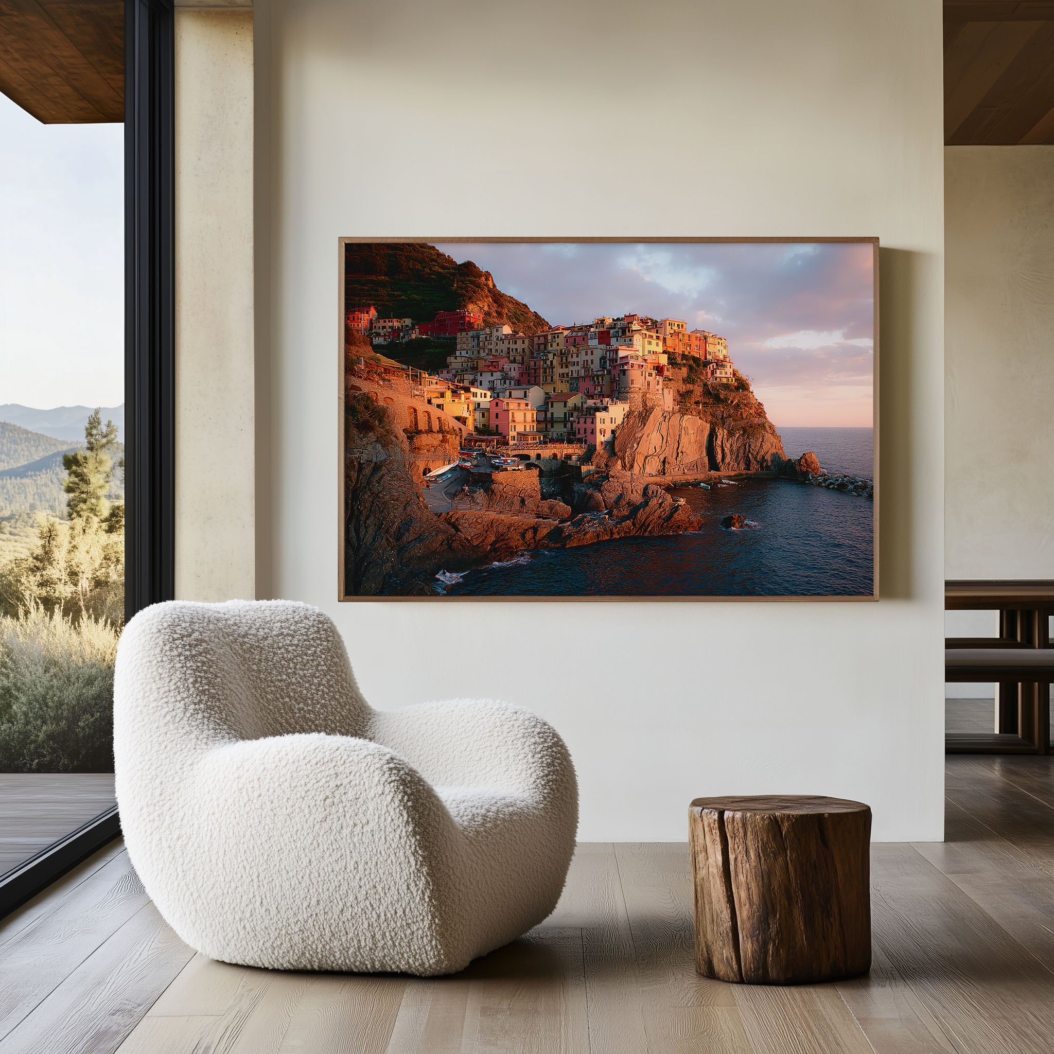 Cinque Terre Manarola Wall Art – Italy Sunset Coastal Village