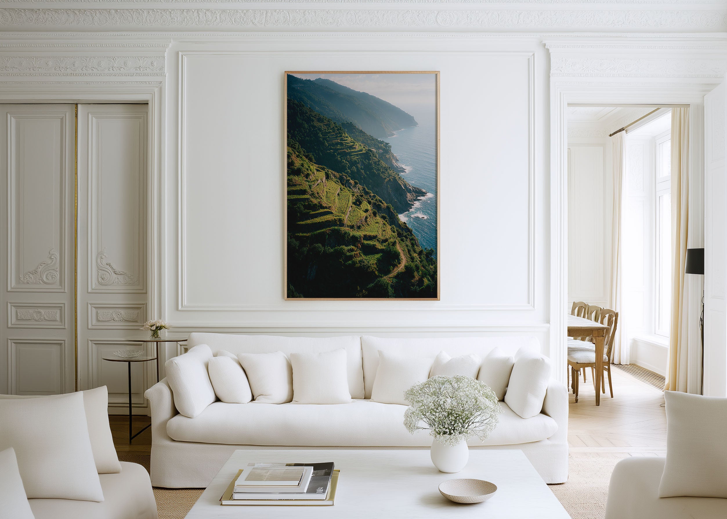 Cinque Terre Terraced Vineyards Wall Art Print | Italian Riviera Coastal Photography | Liguria Cliffside Landscape Poster | Italy Nature Travel Print | Mediterranean Home Decor