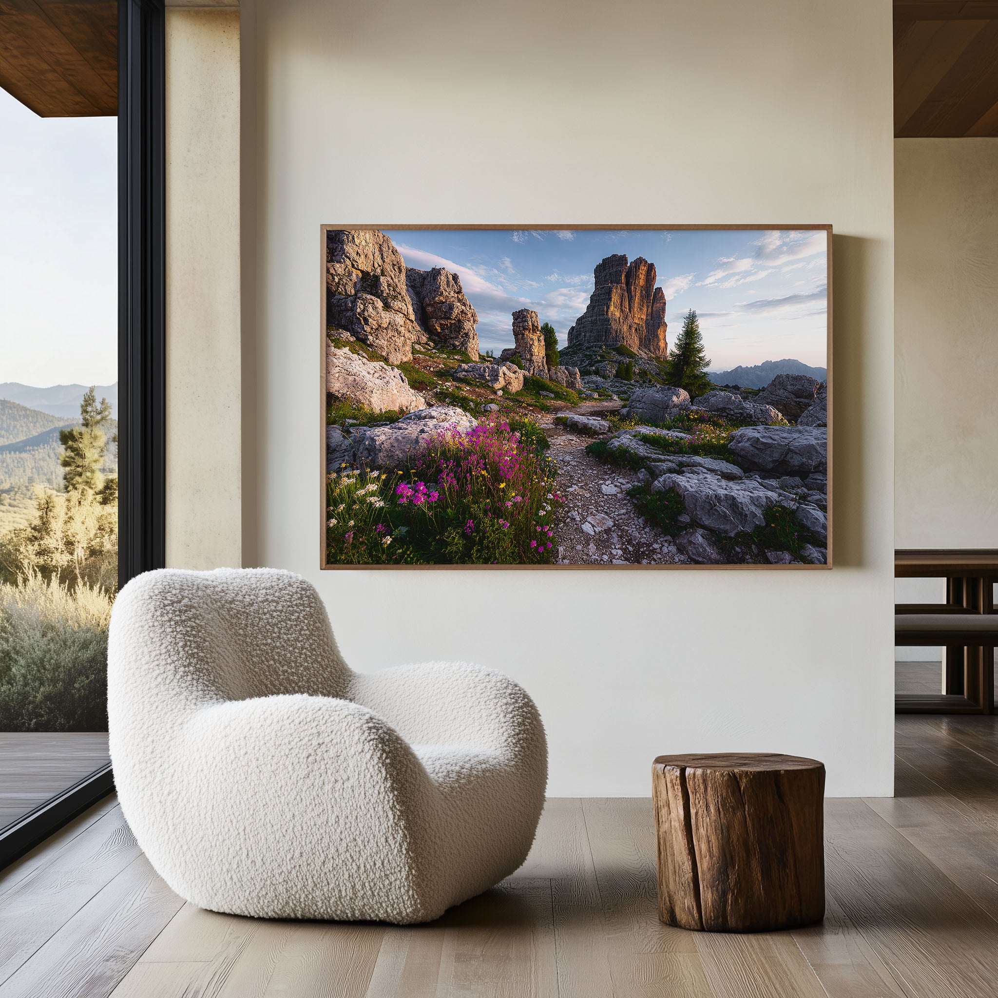 Cinque Torri Dolomites Print | Italy Alpine Wildflower Mountain Photography Wall Art