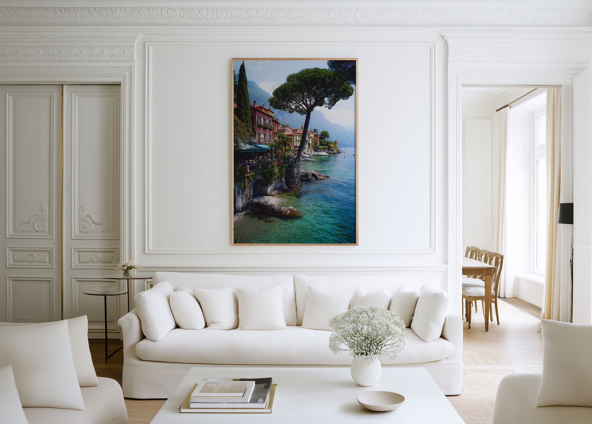 Como Coastline Dream Lake Como Italy Wall Art Print | Italian Lakeside Village Photography Poster | European Travel Decor