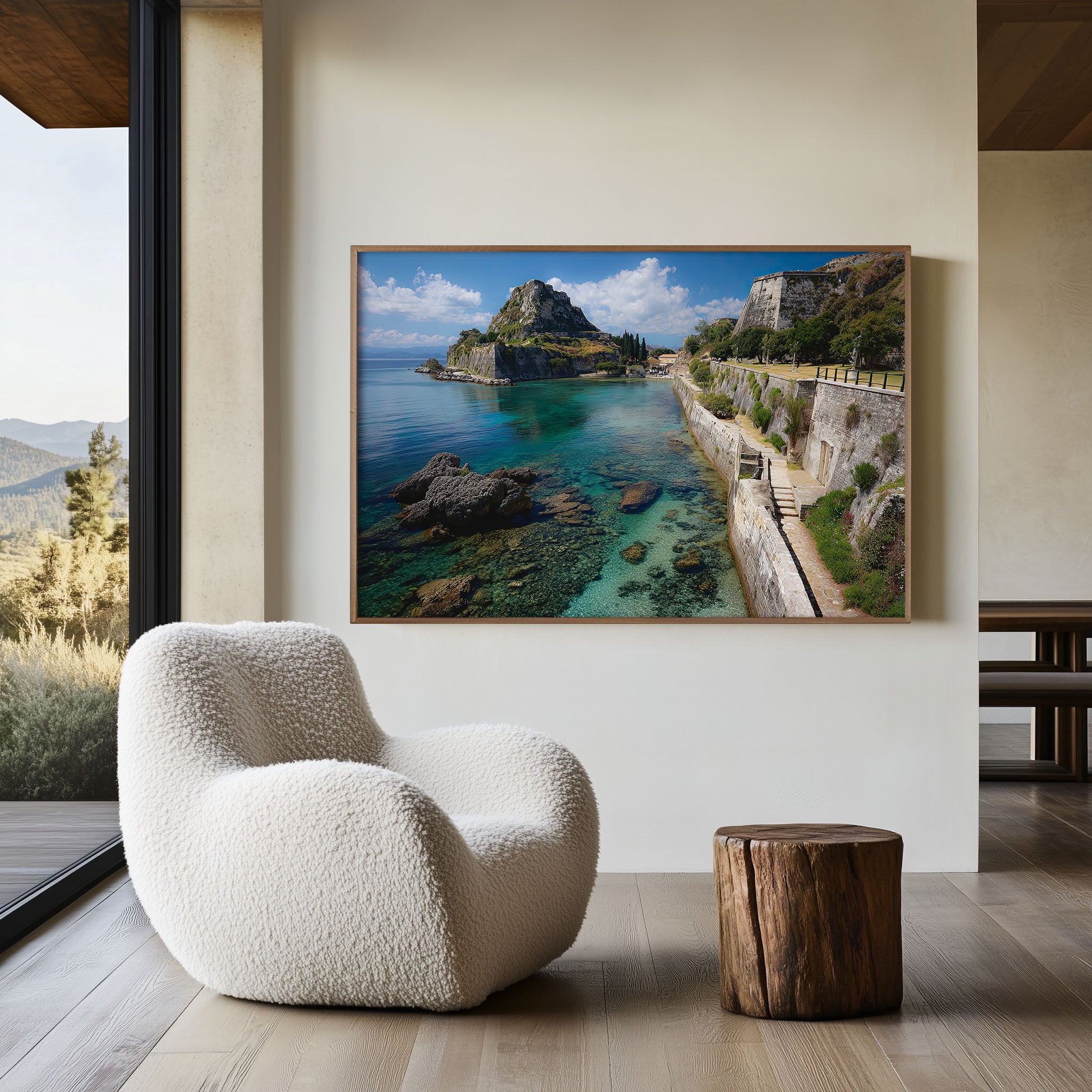 Corfu Old Fortress Wall Art Print – Greece Coastal Landscape Canvas