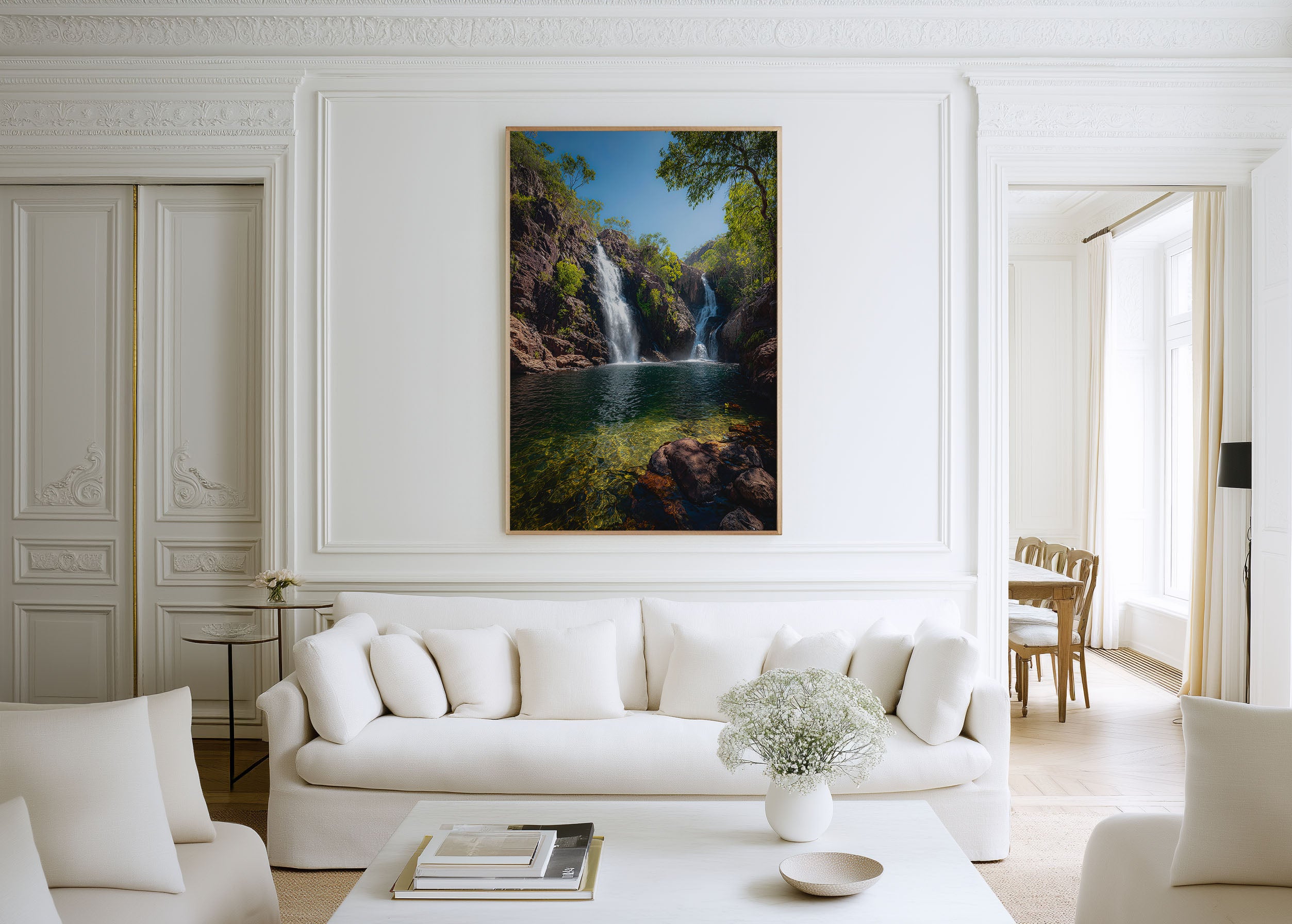 Crystal Waters Retreat Twin Waterfalls Rock Pool Wall Art Print | Australian Wilderness Photography Poster | Nature Waterfall Decor