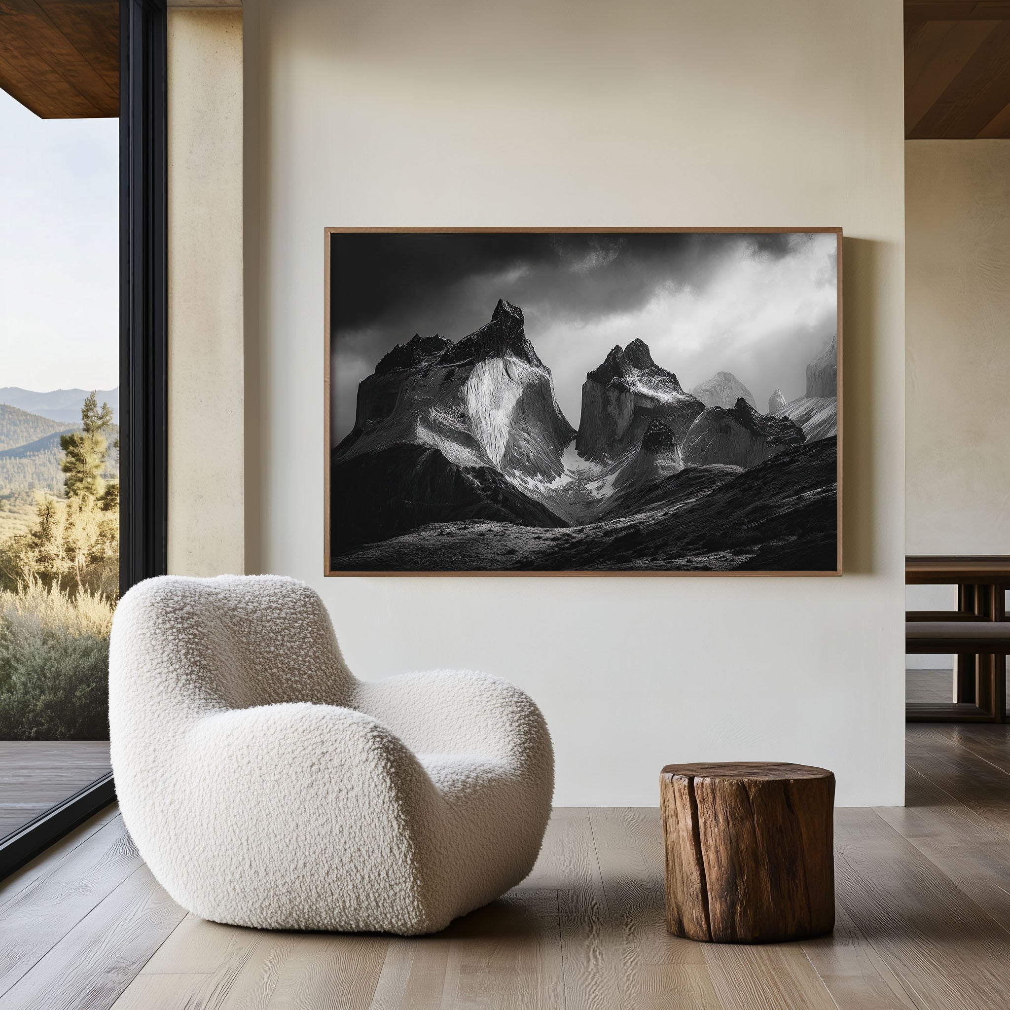 Cuernos del Paine Wall Art – Black and White Patagonia Mountain Photography Print