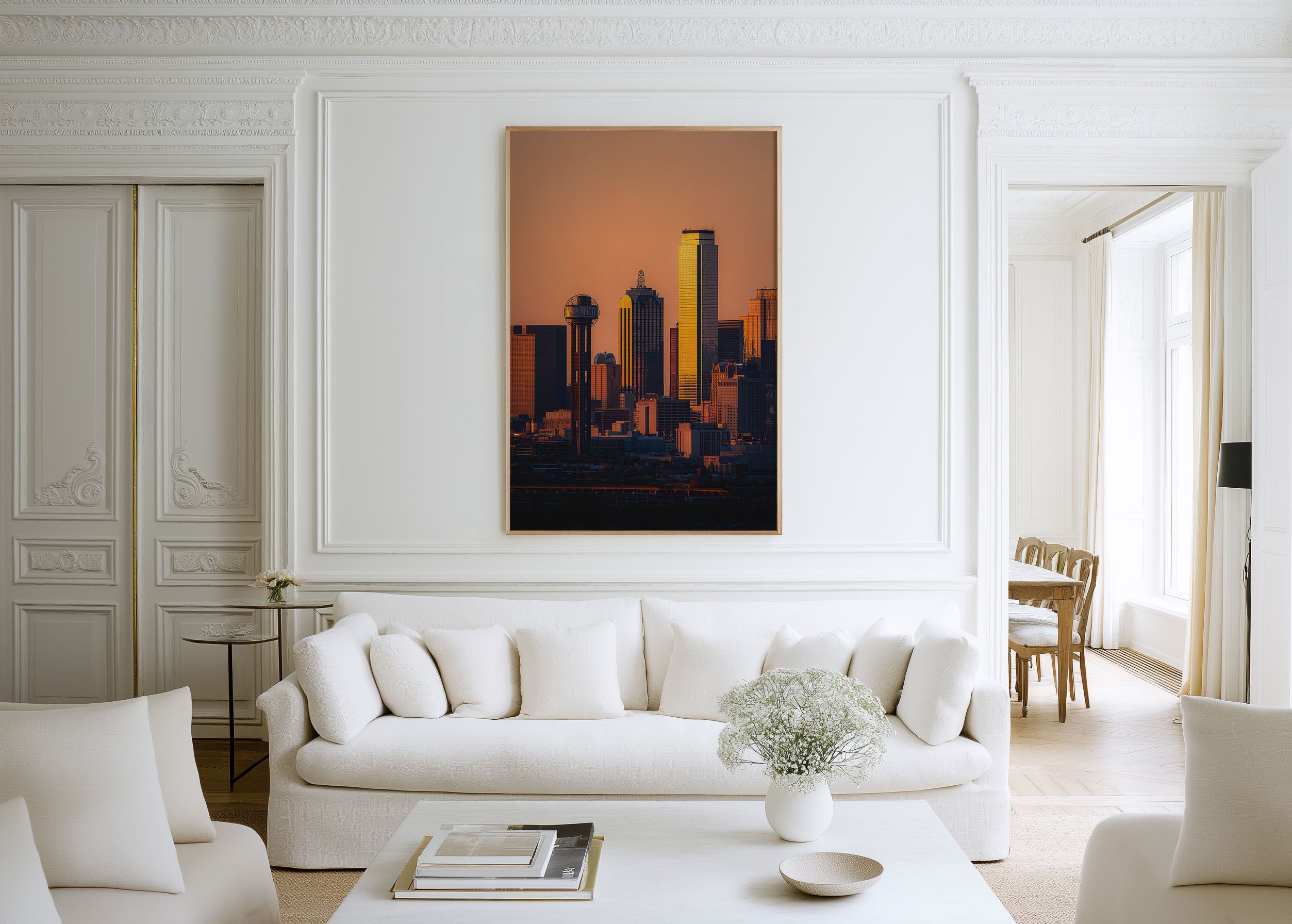 Dallas Skyline Sunset Wall Art | Reunion Tower Texas Print | Travel Photography Poster